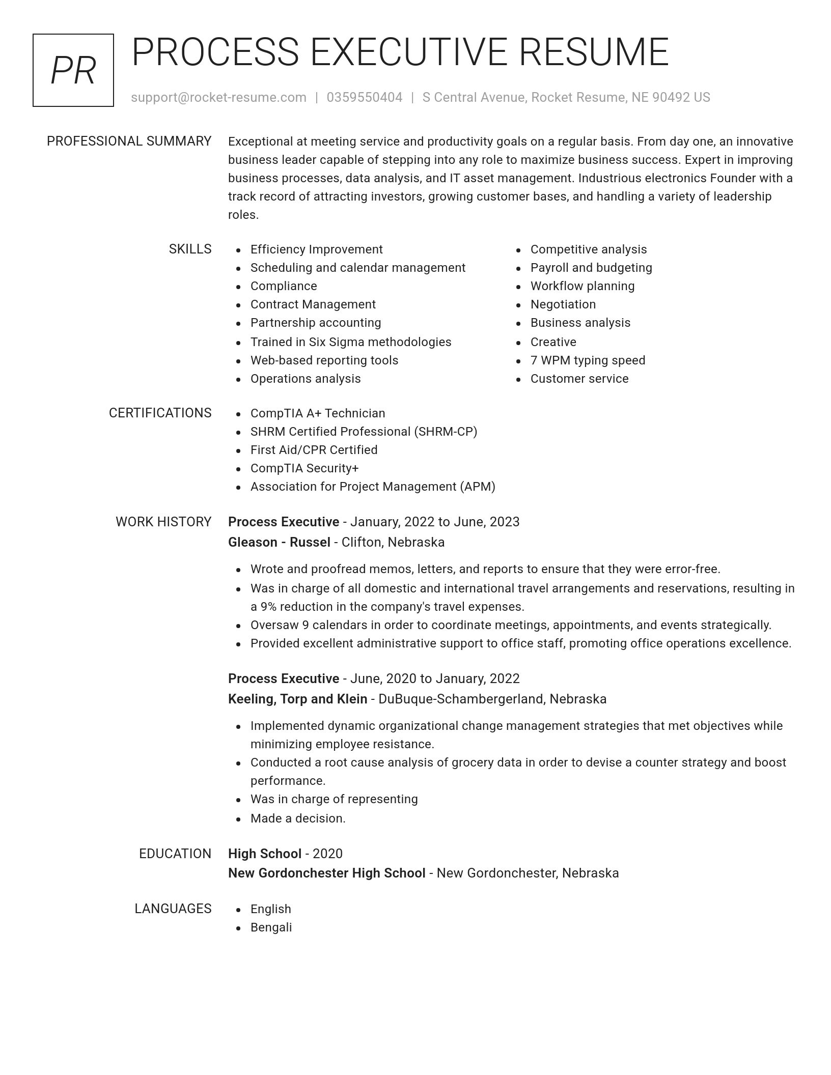 Renowned resume template