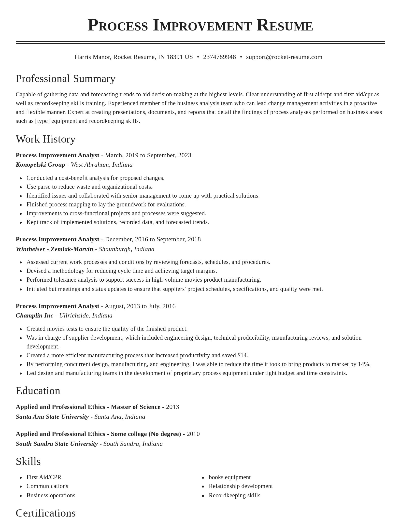 Classic resume template