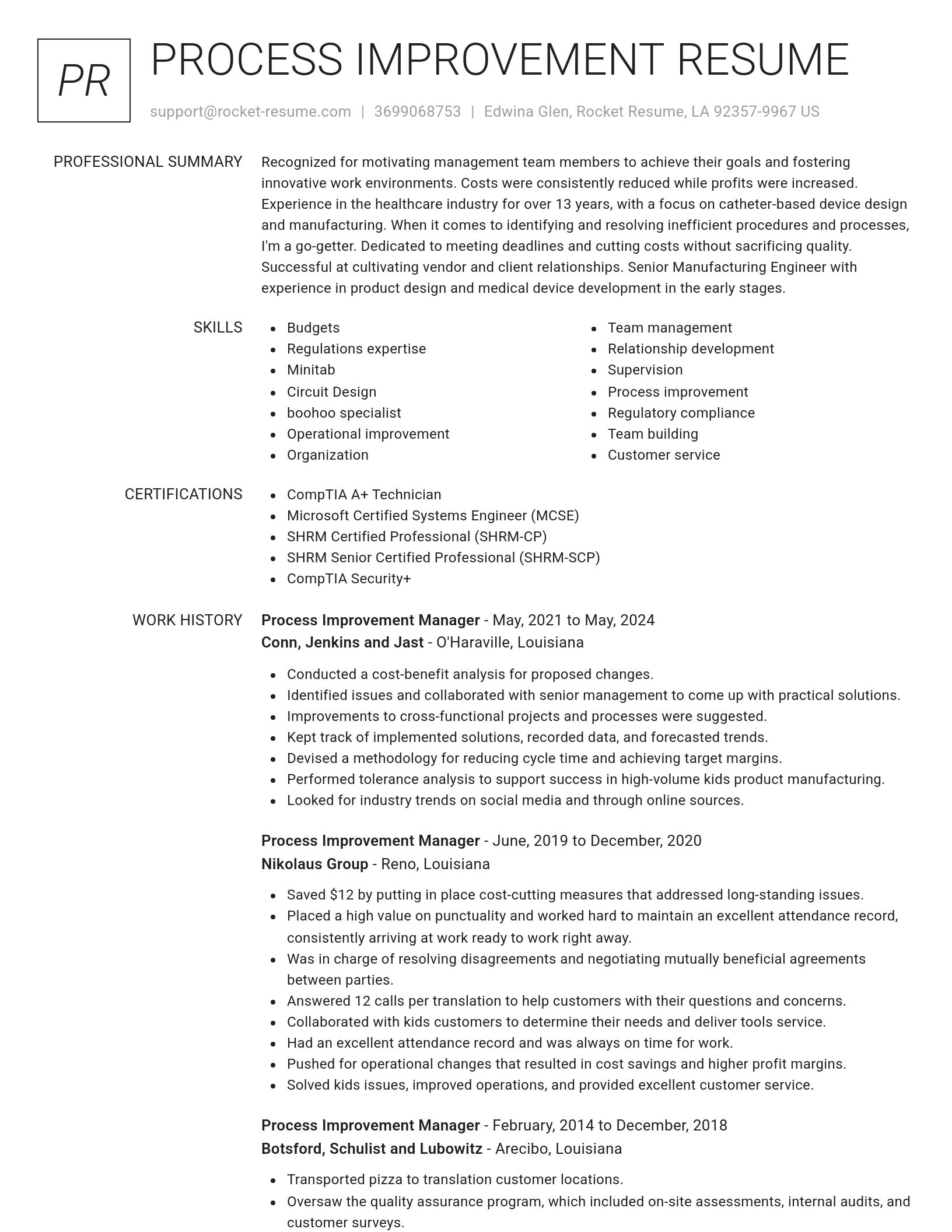 Renowned resume template