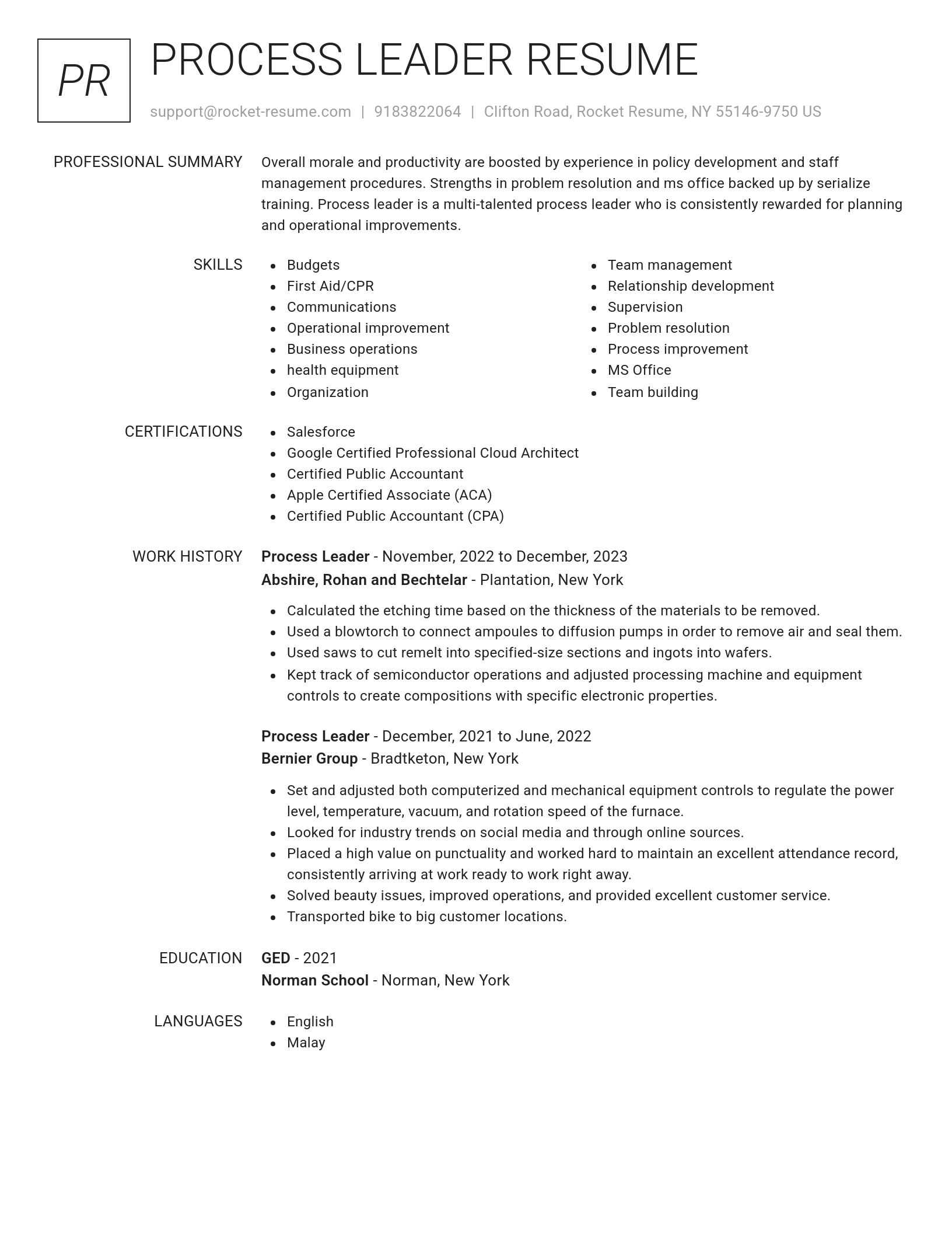 Renowned resume template