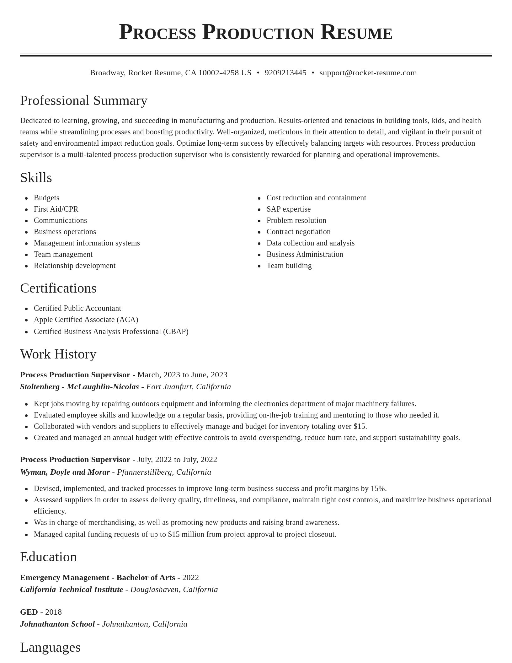 Classic resume template