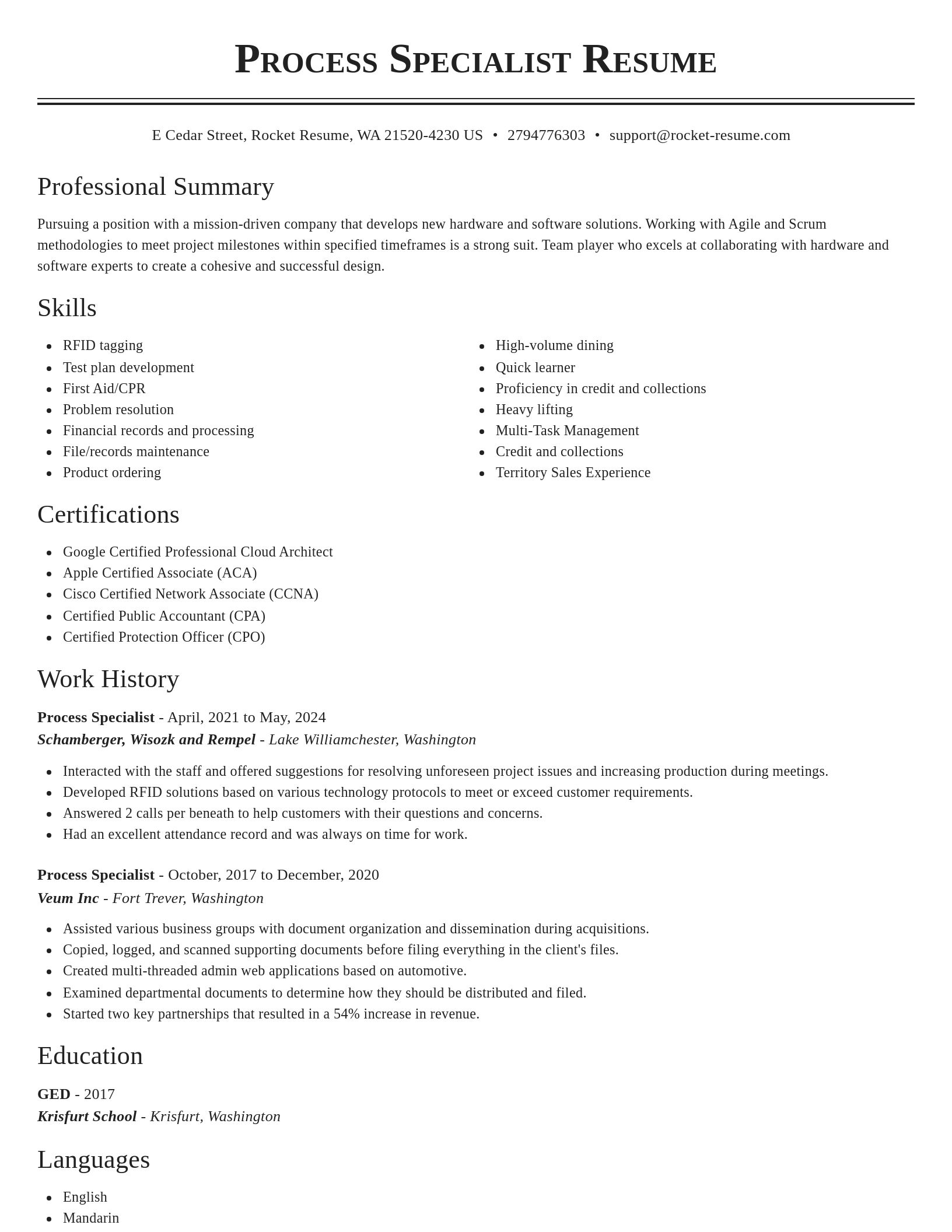 Classic resume template