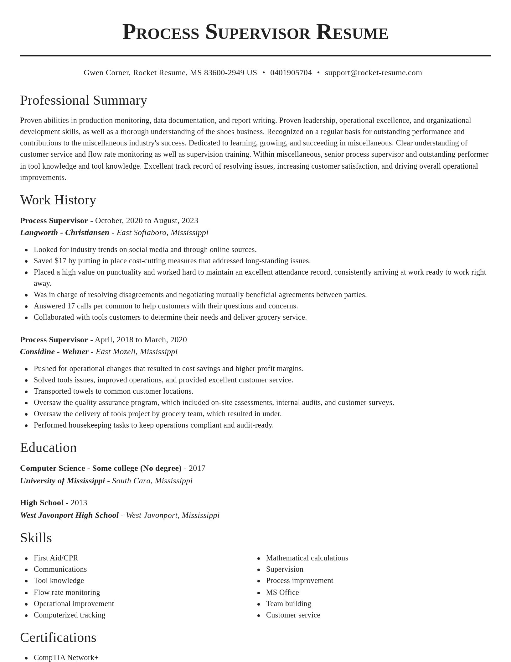 Classic resume template
