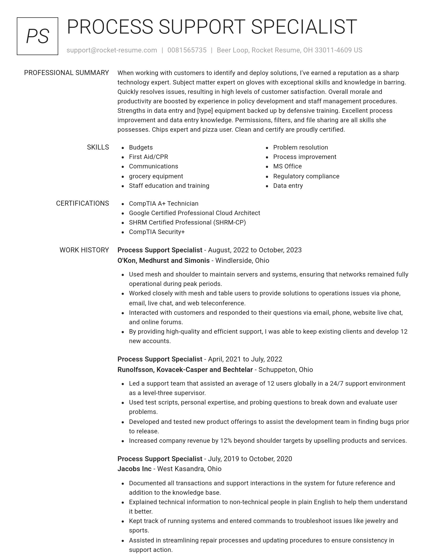 Renowned resume template