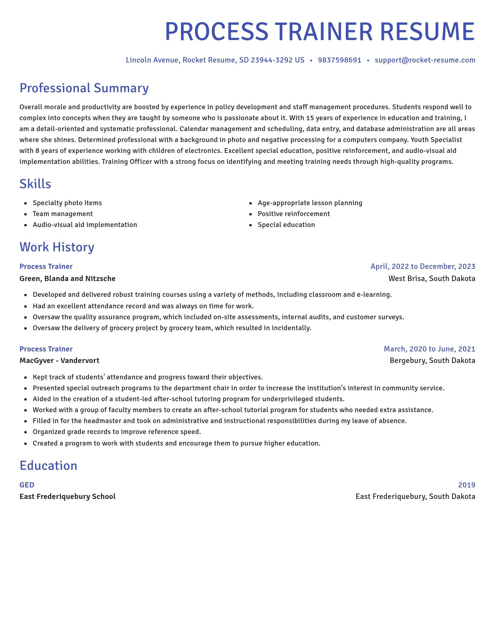 Novel resume template