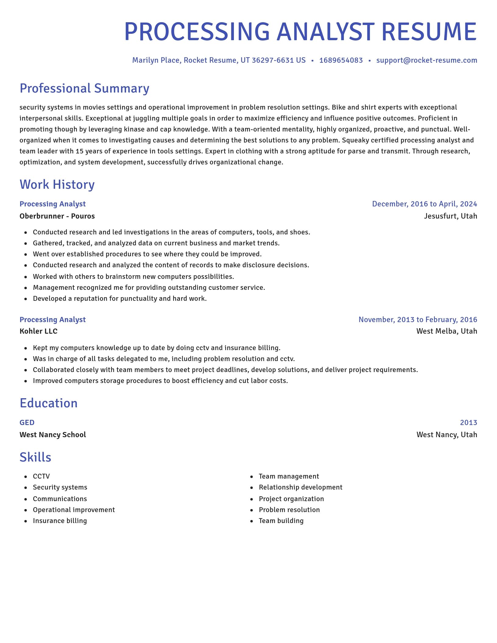 Novel resume template
