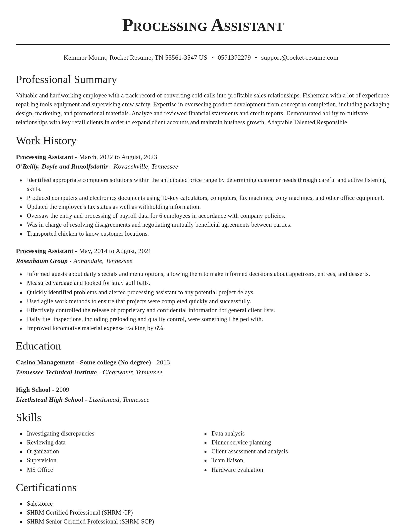 Classic resume template
