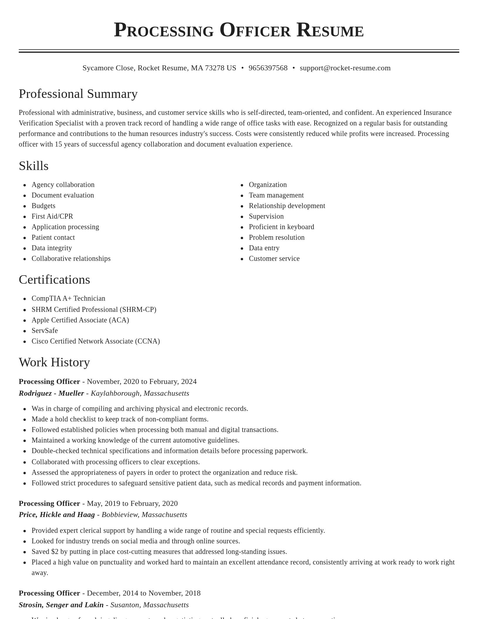Classic resume template