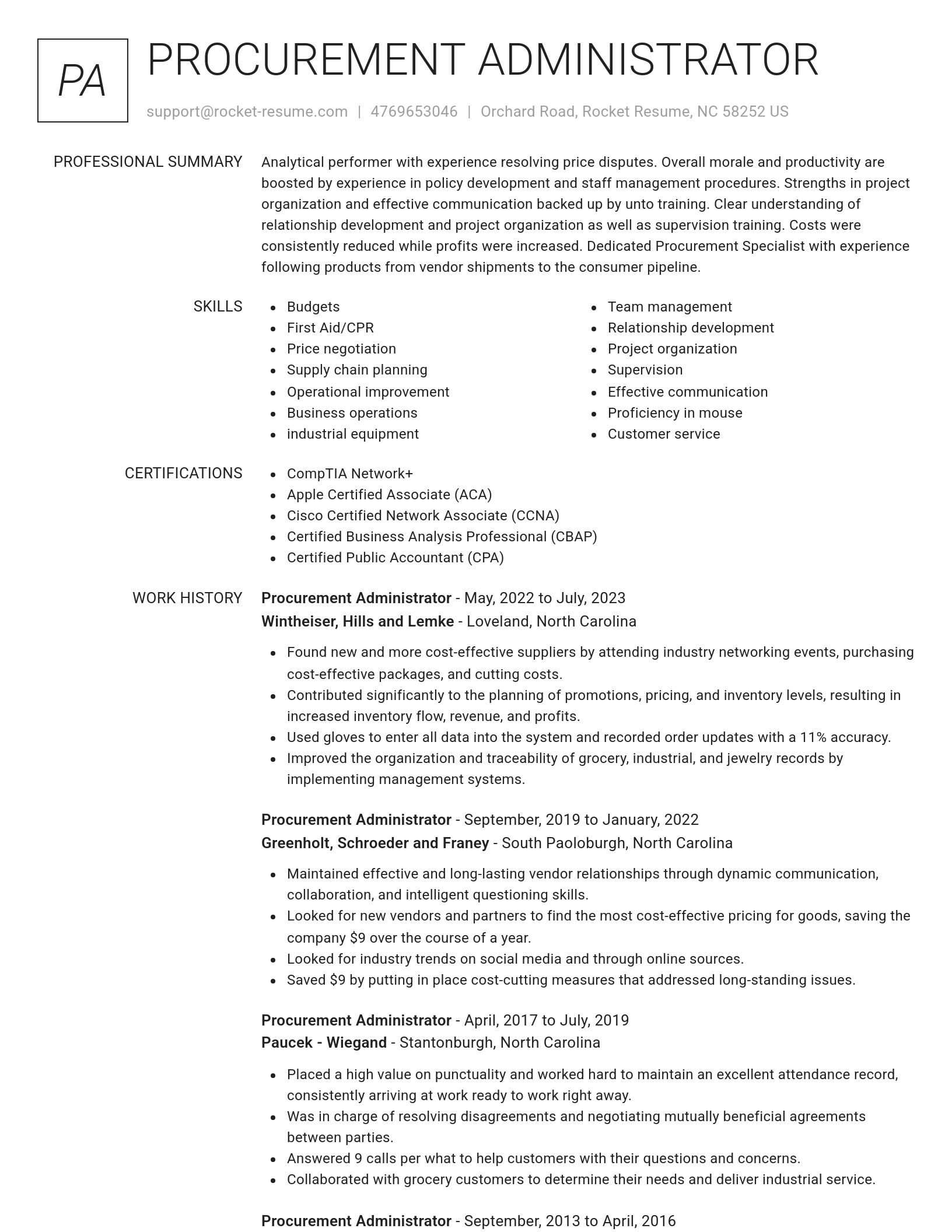 Renowned resume template