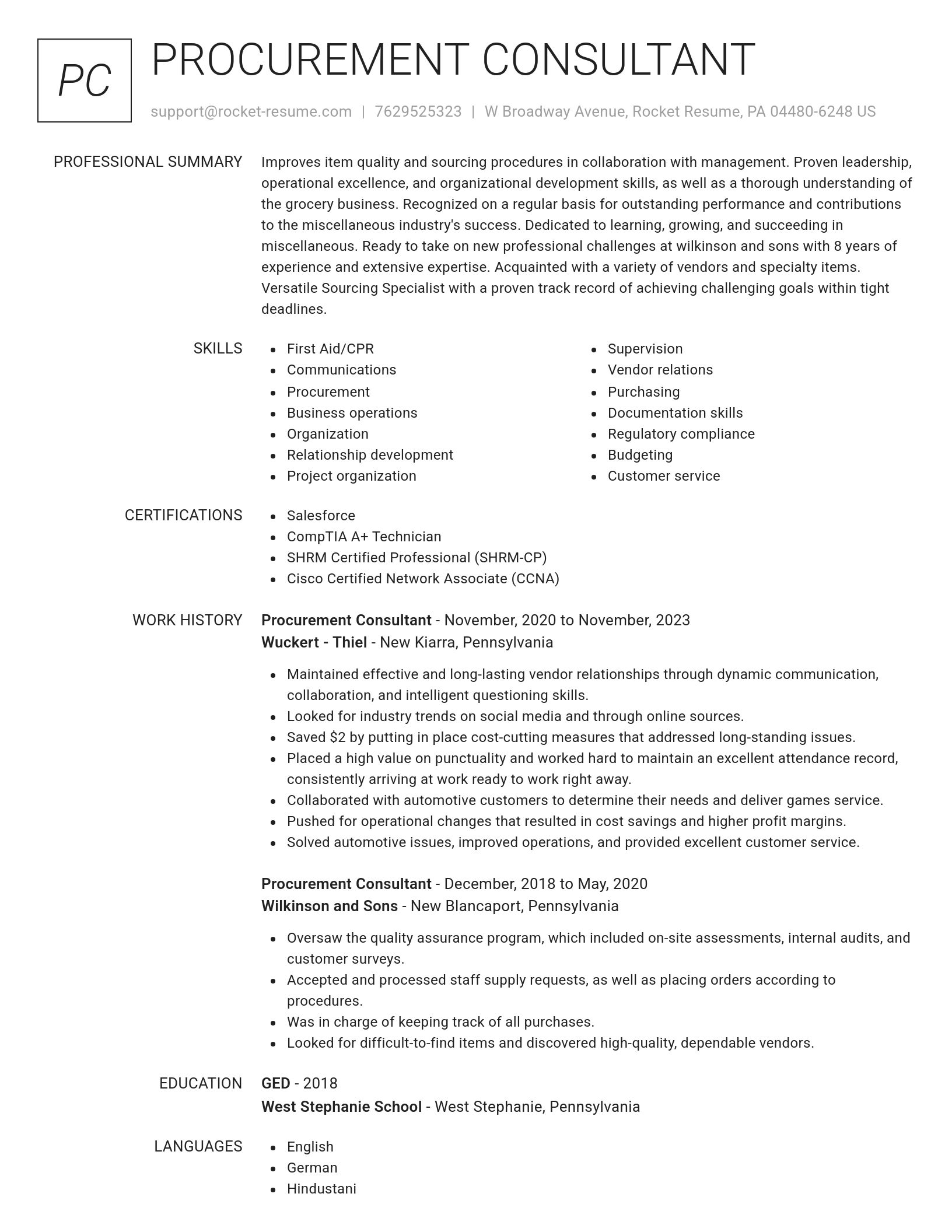 Renowned resume template