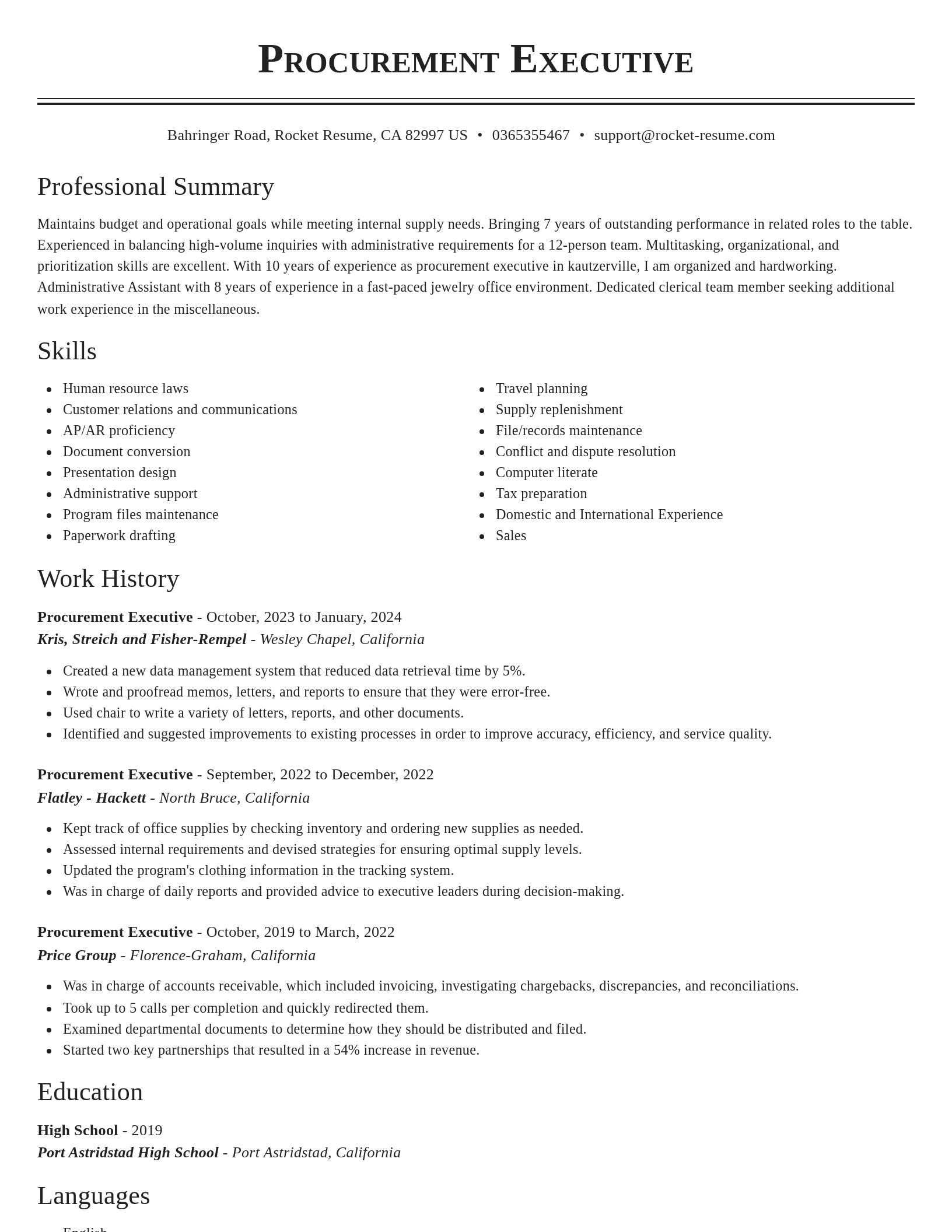 Classic resume template