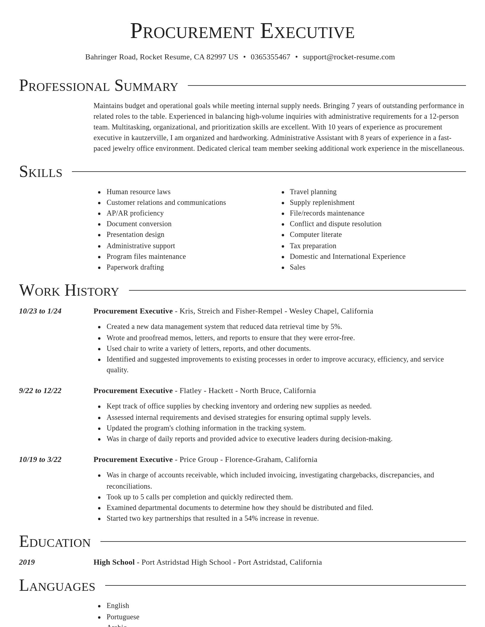 Director resume template