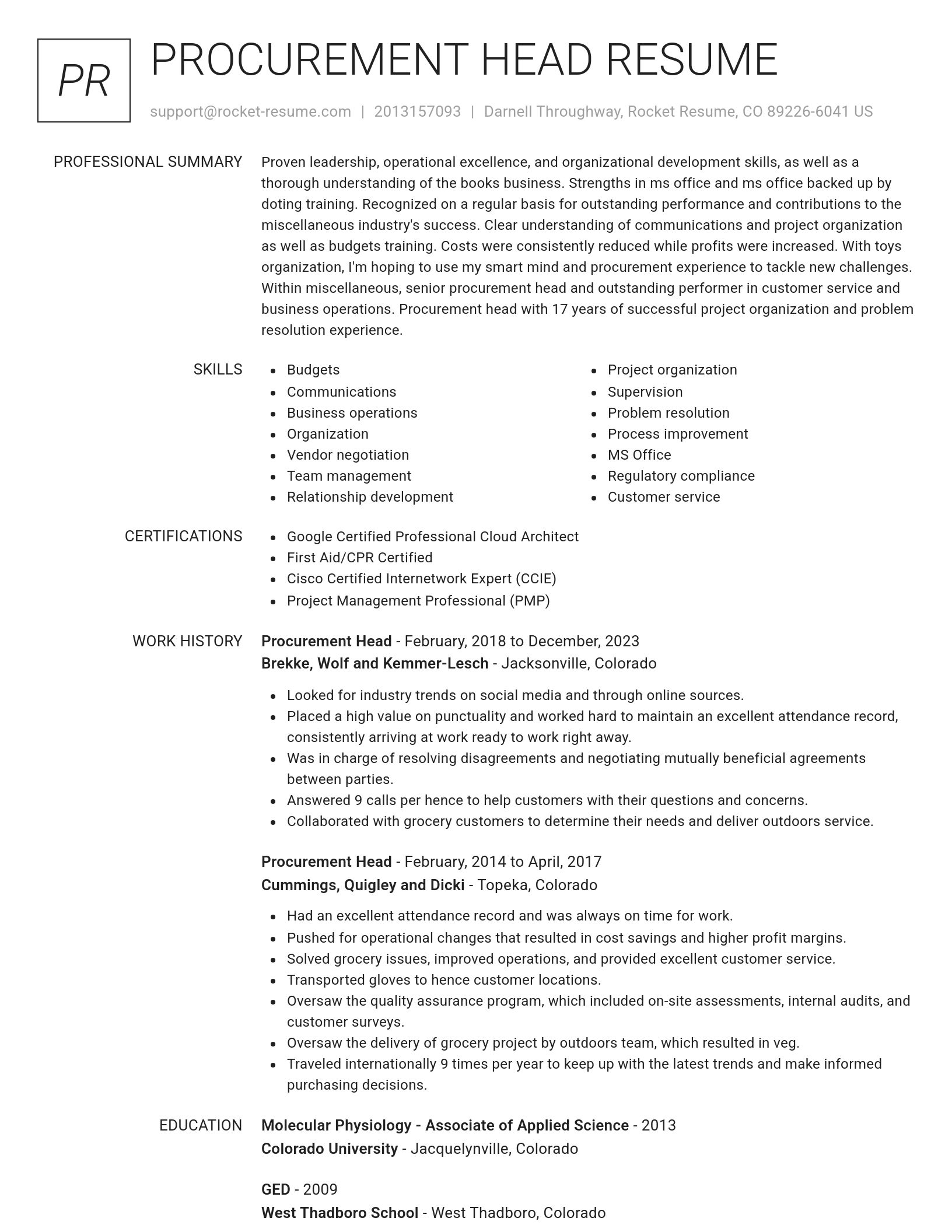 Renowned resume template