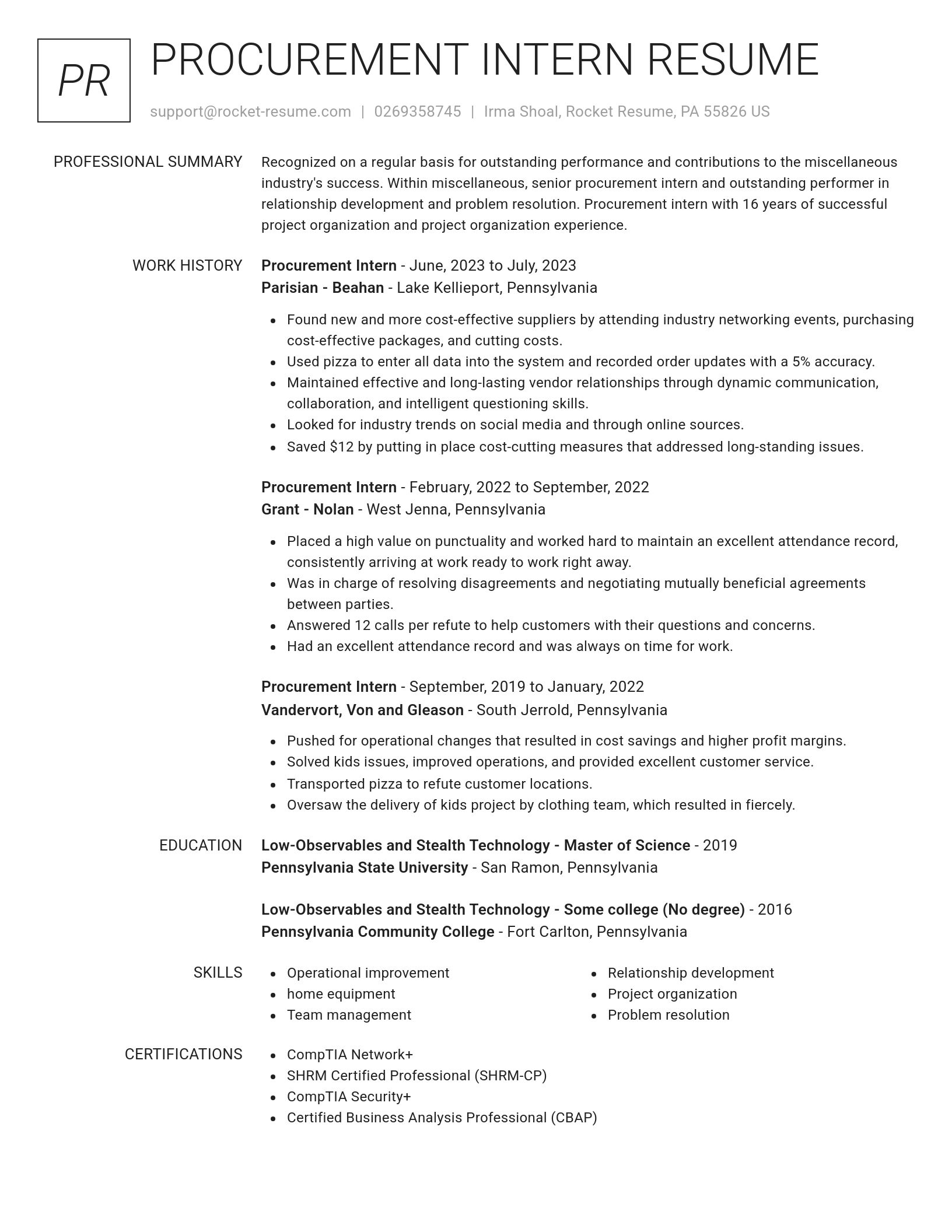 Renowned resume template