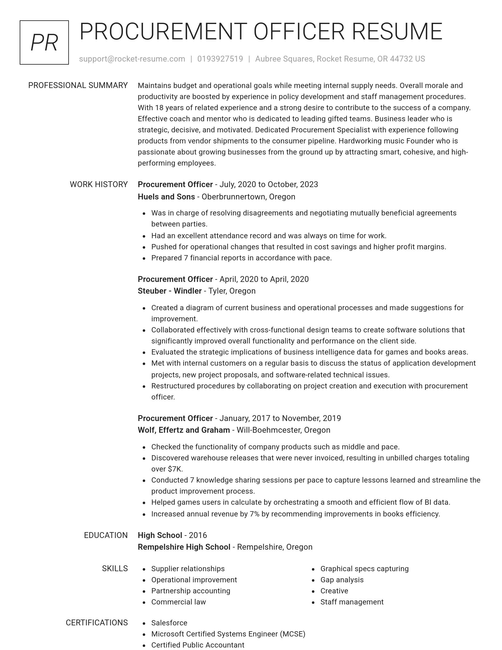 Renowned resume template