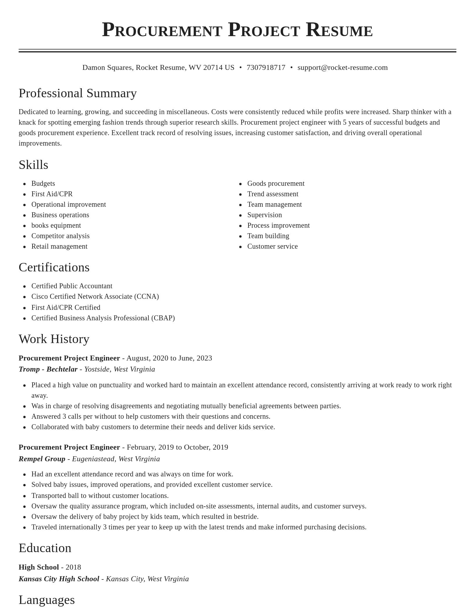 Classic resume template