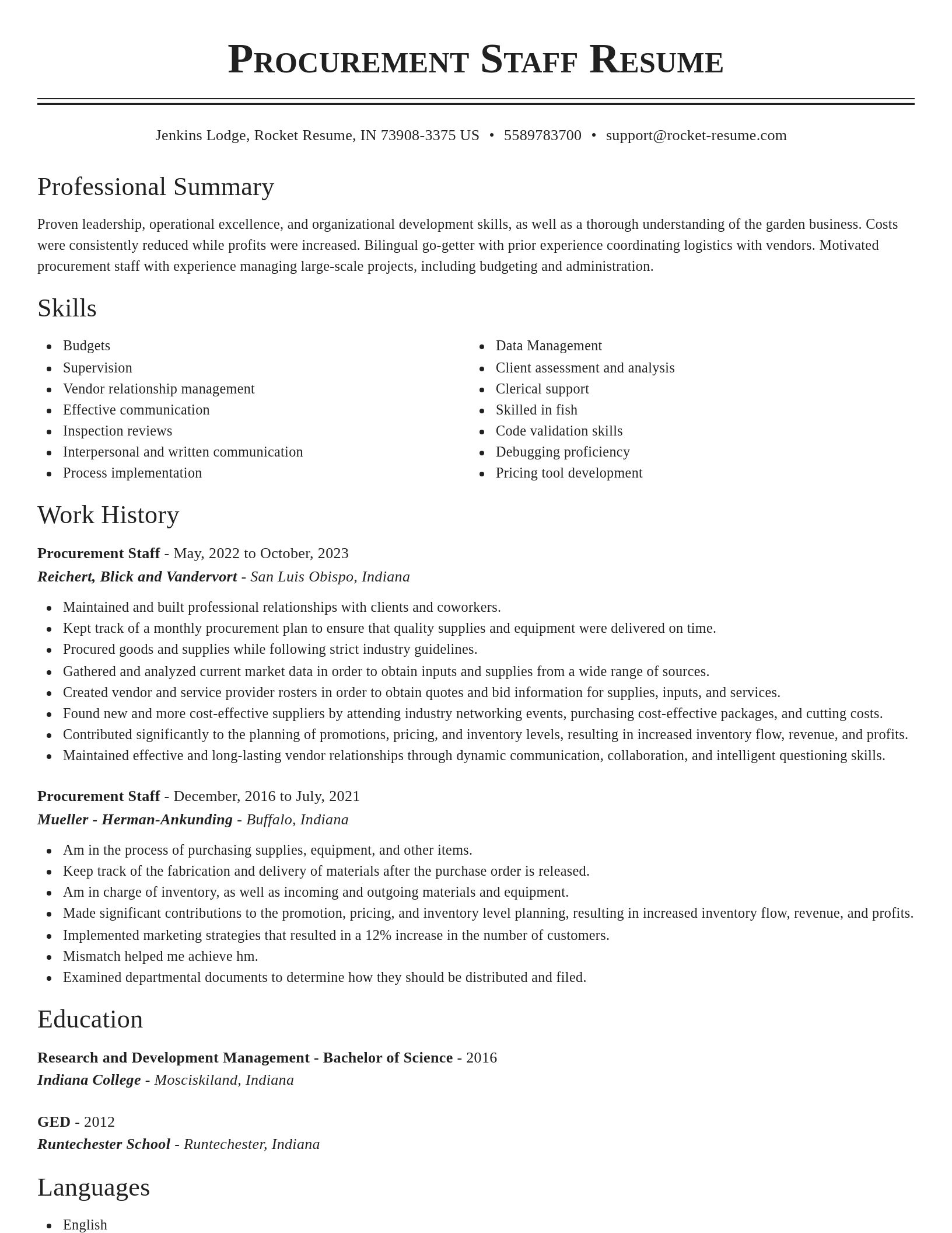 Classic resume template