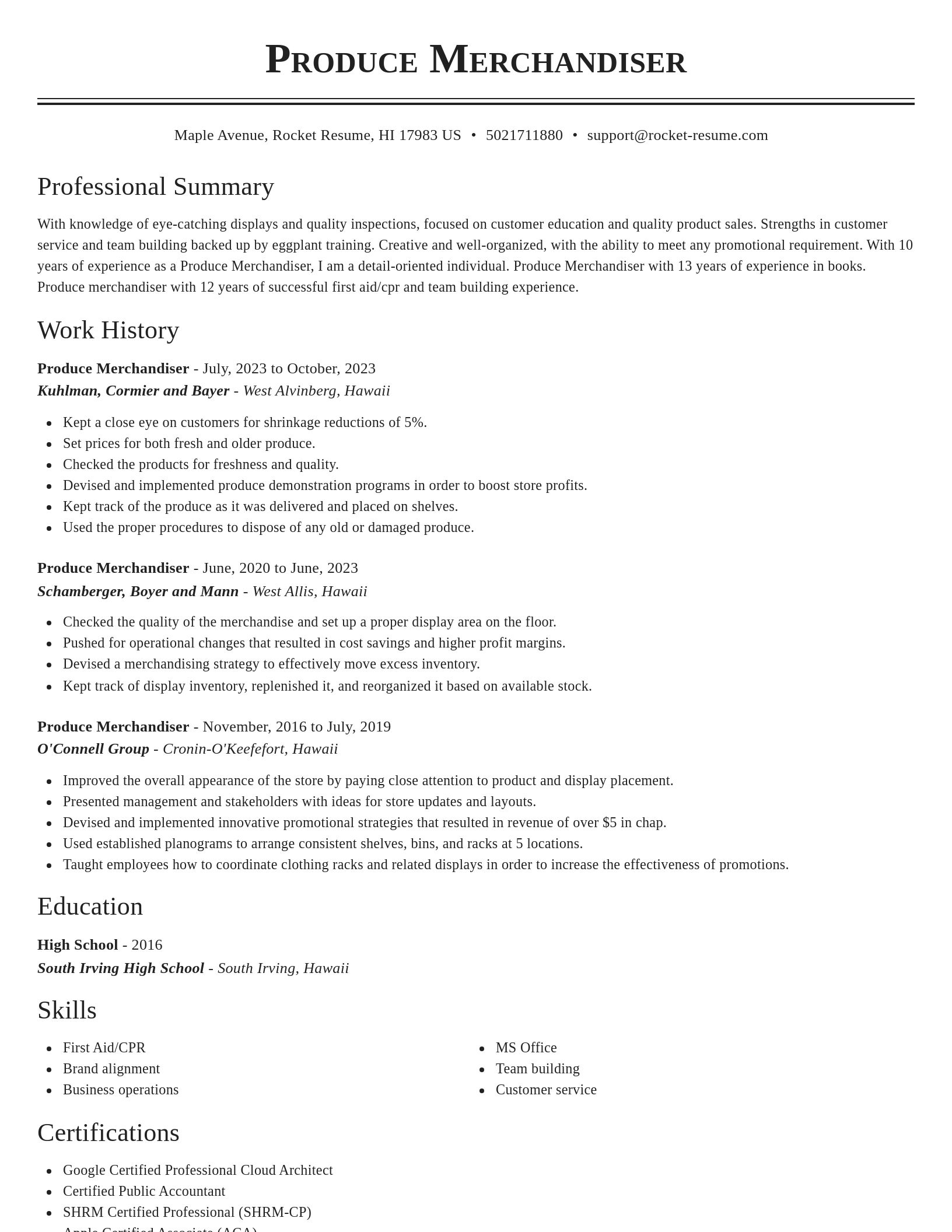 Classic resume template