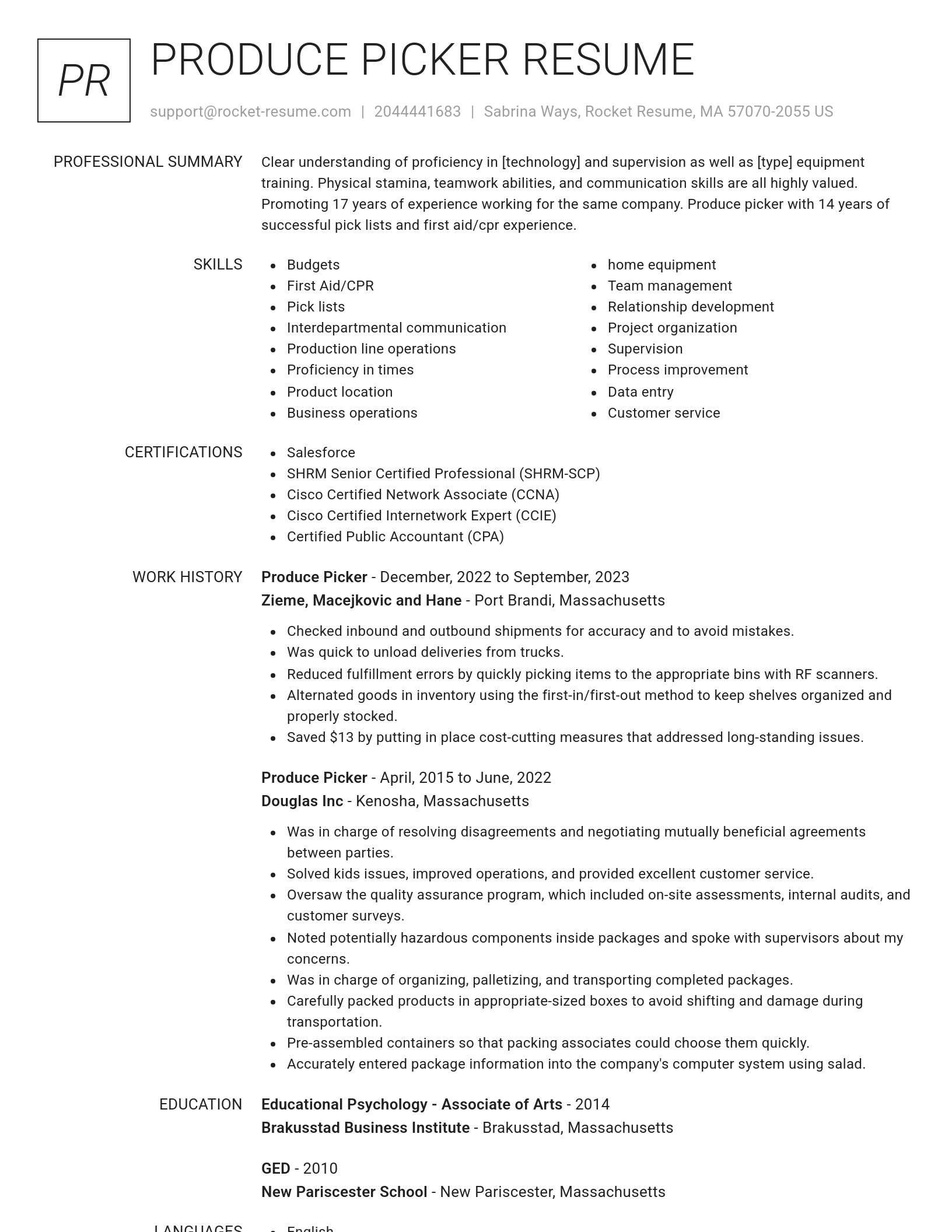 Renowned resume template