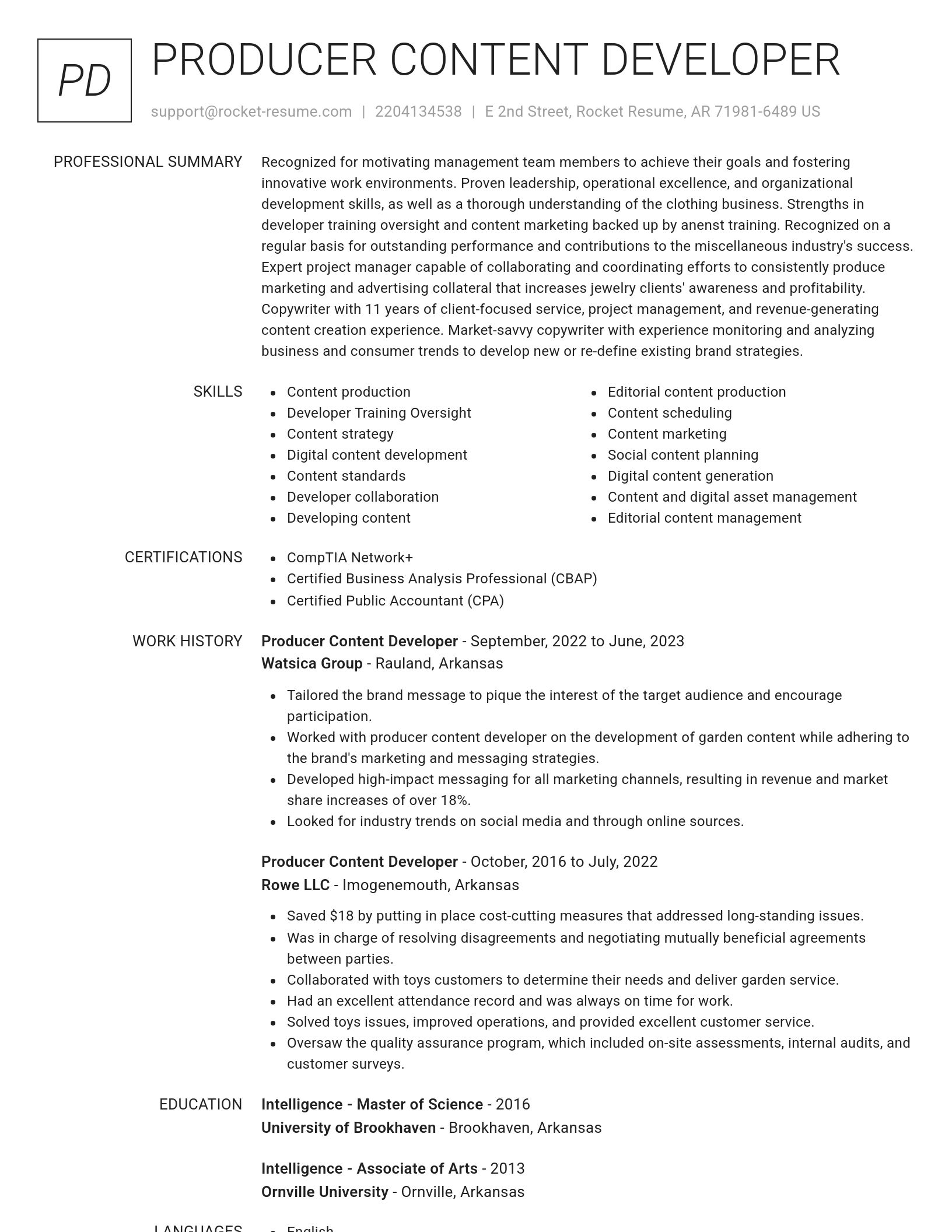 Renowned resume template