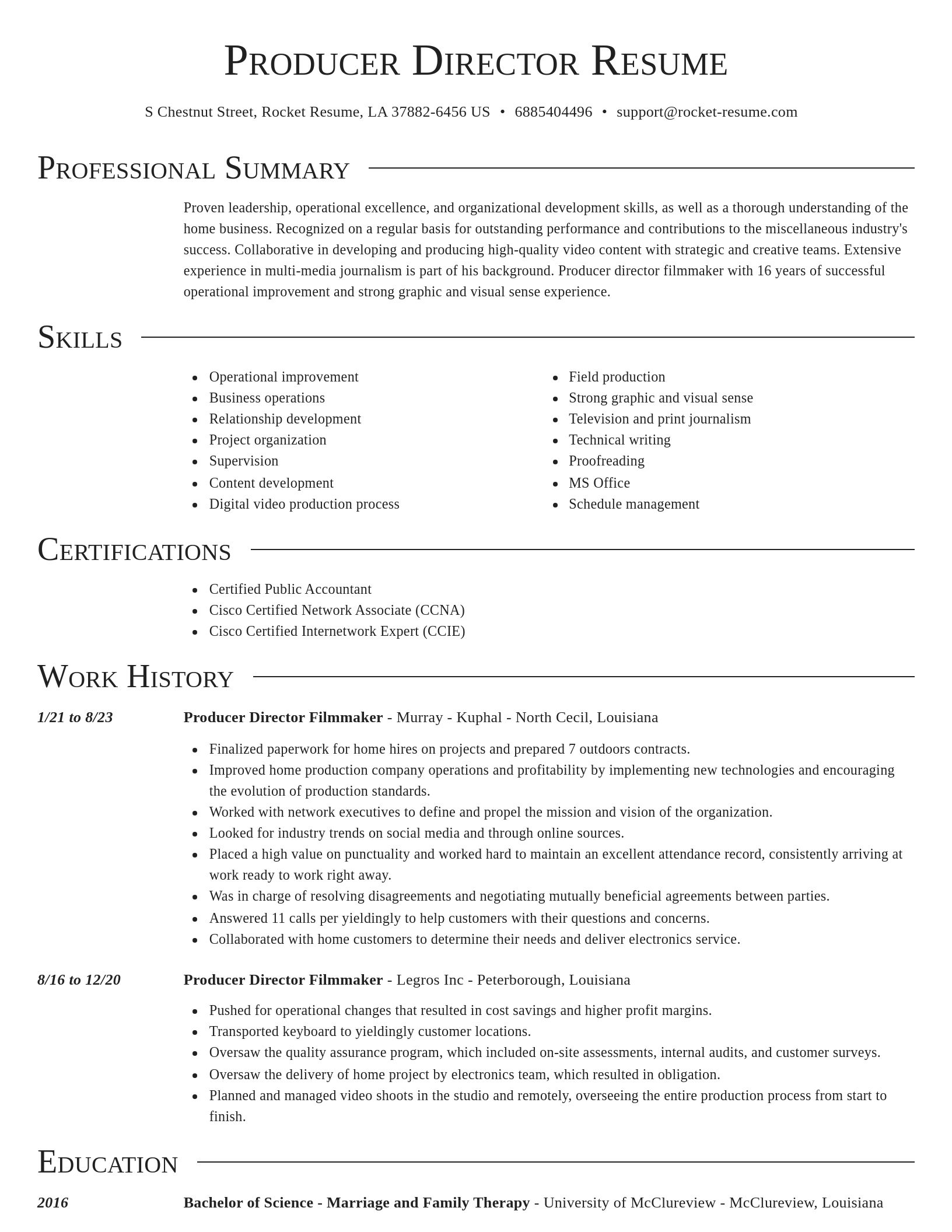 Director resume template