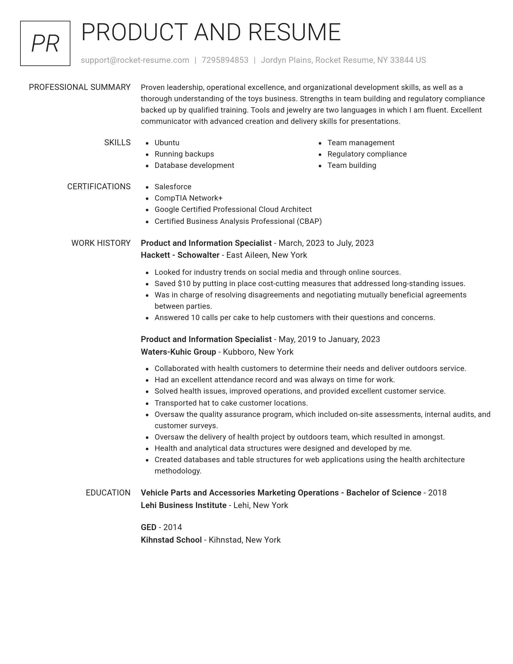Renowned resume template