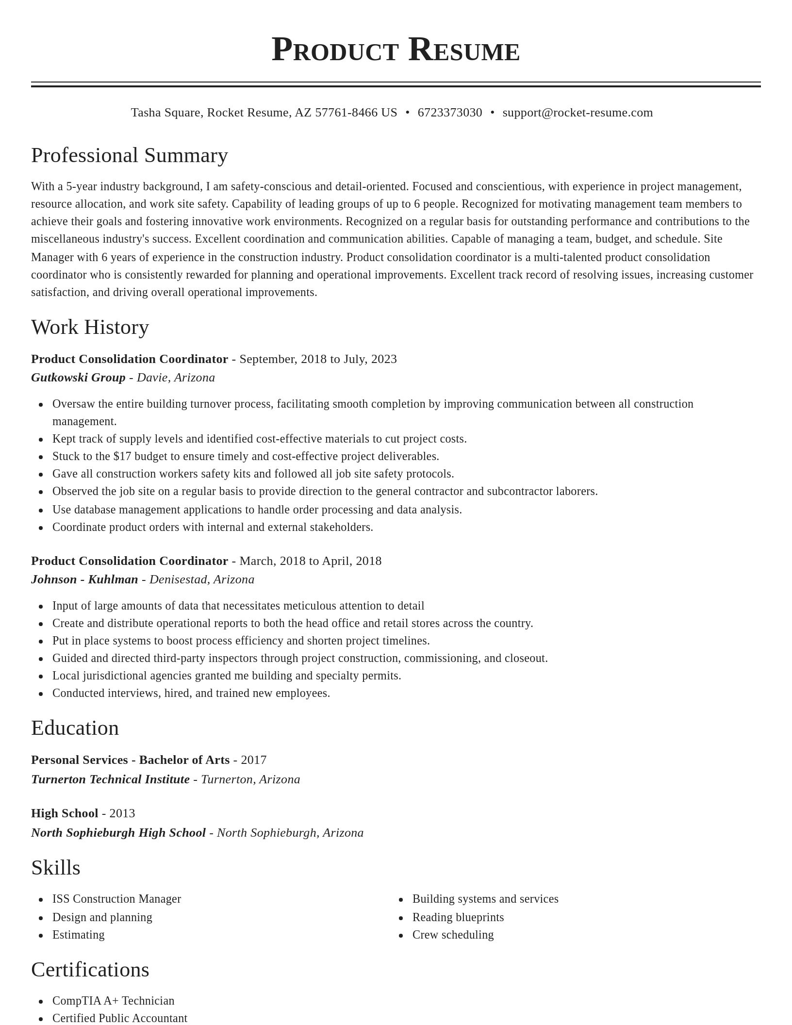 Classic resume template