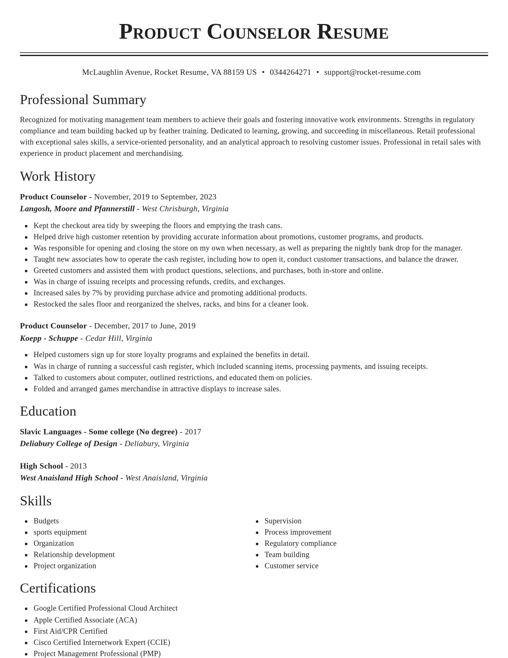 Classic resume template