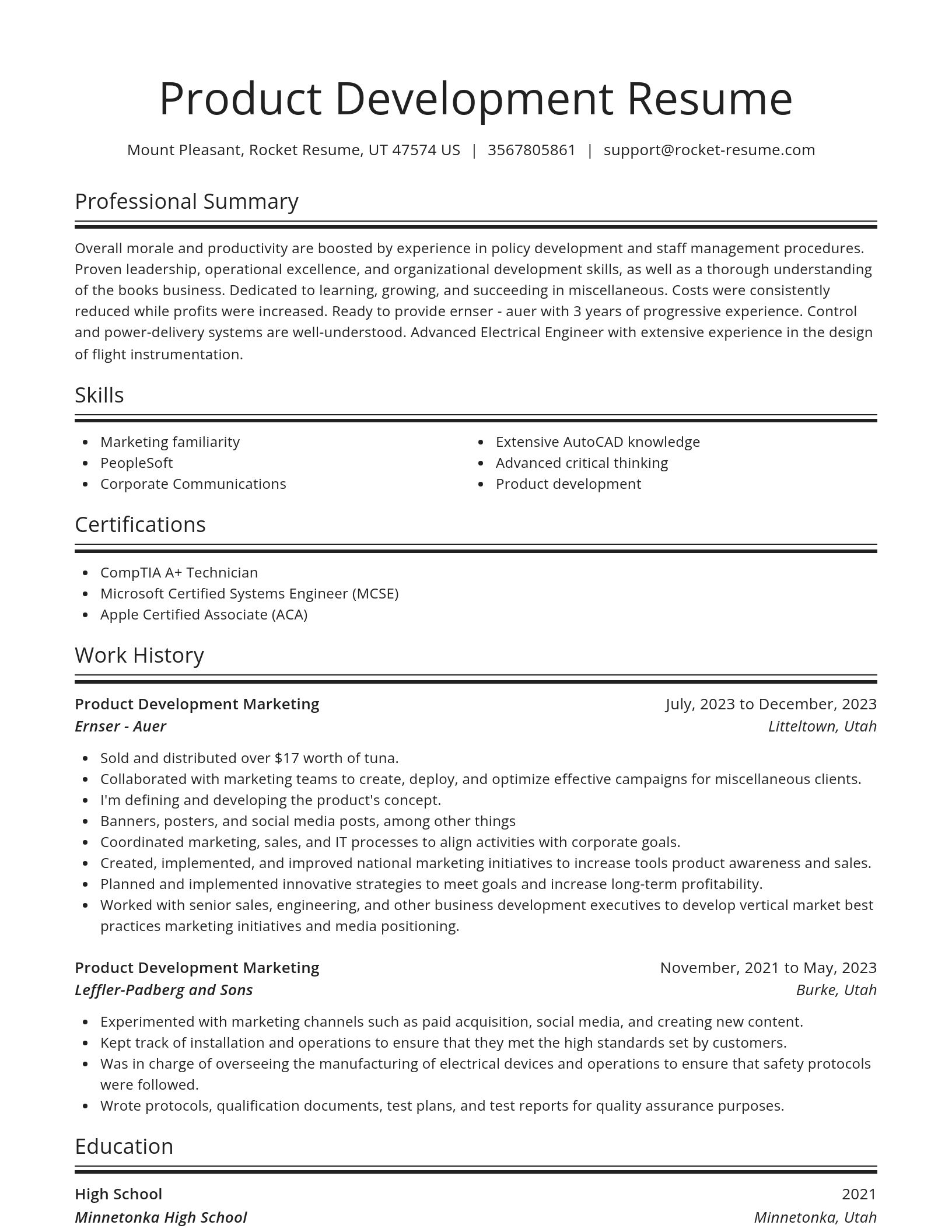 Spotlight resume template