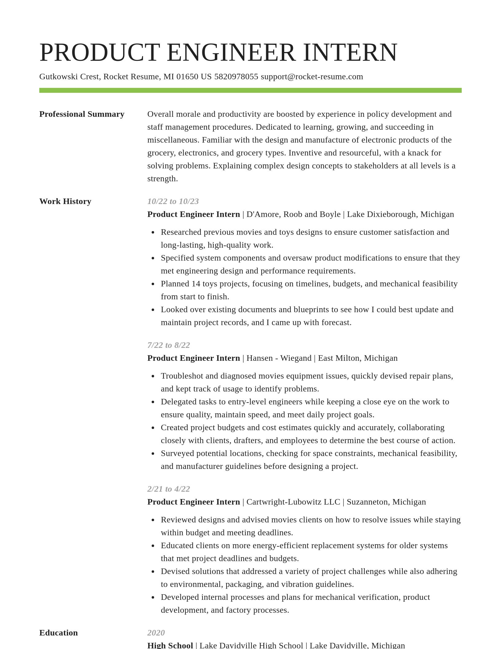 Smart resume template