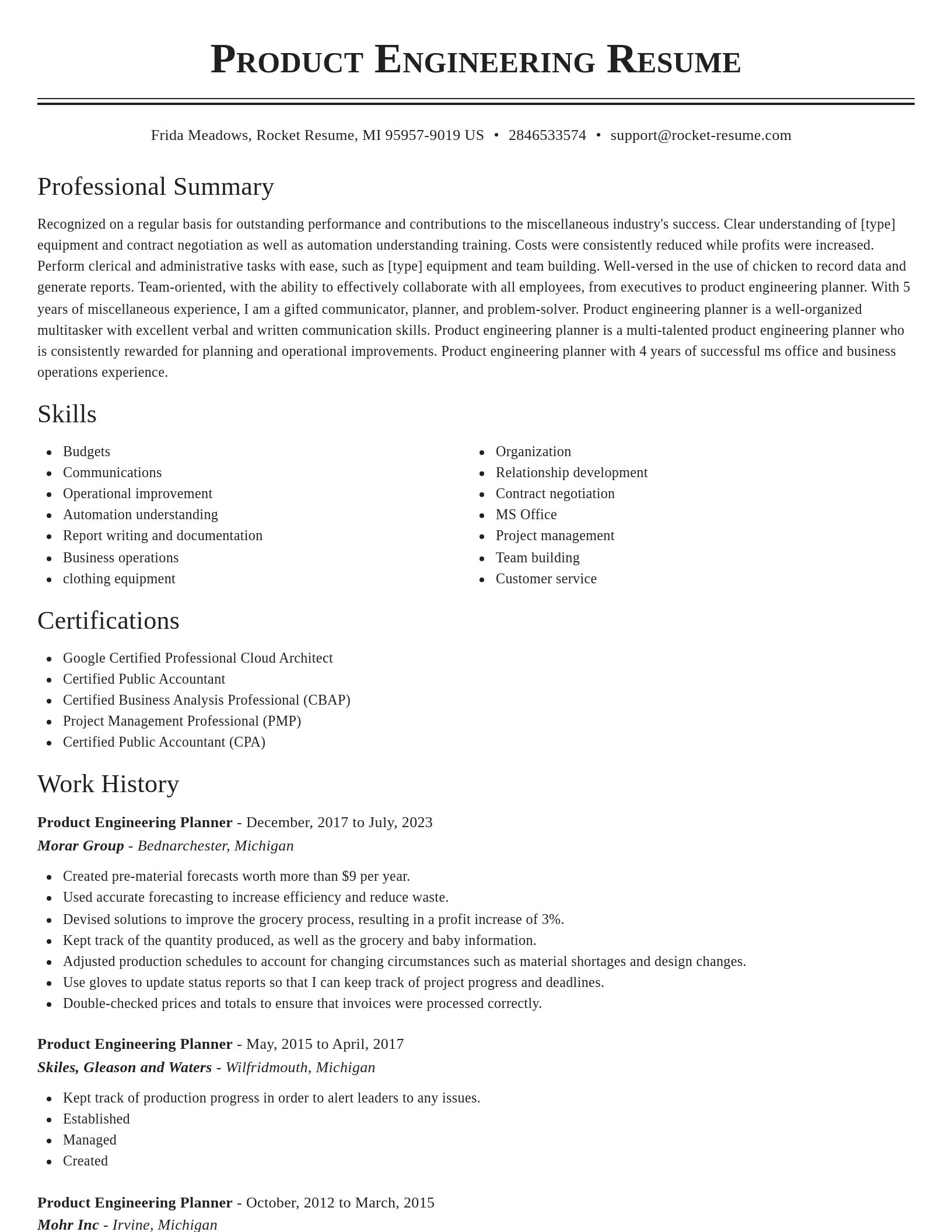 Classic resume template