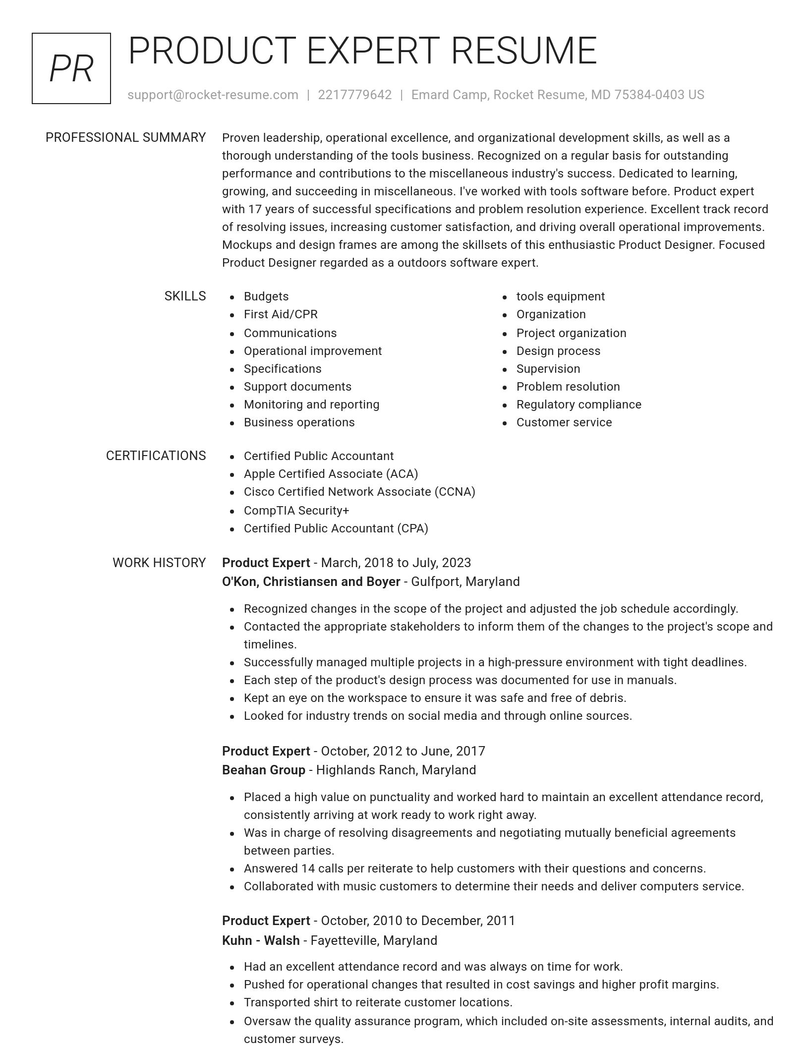 Renowned resume template
