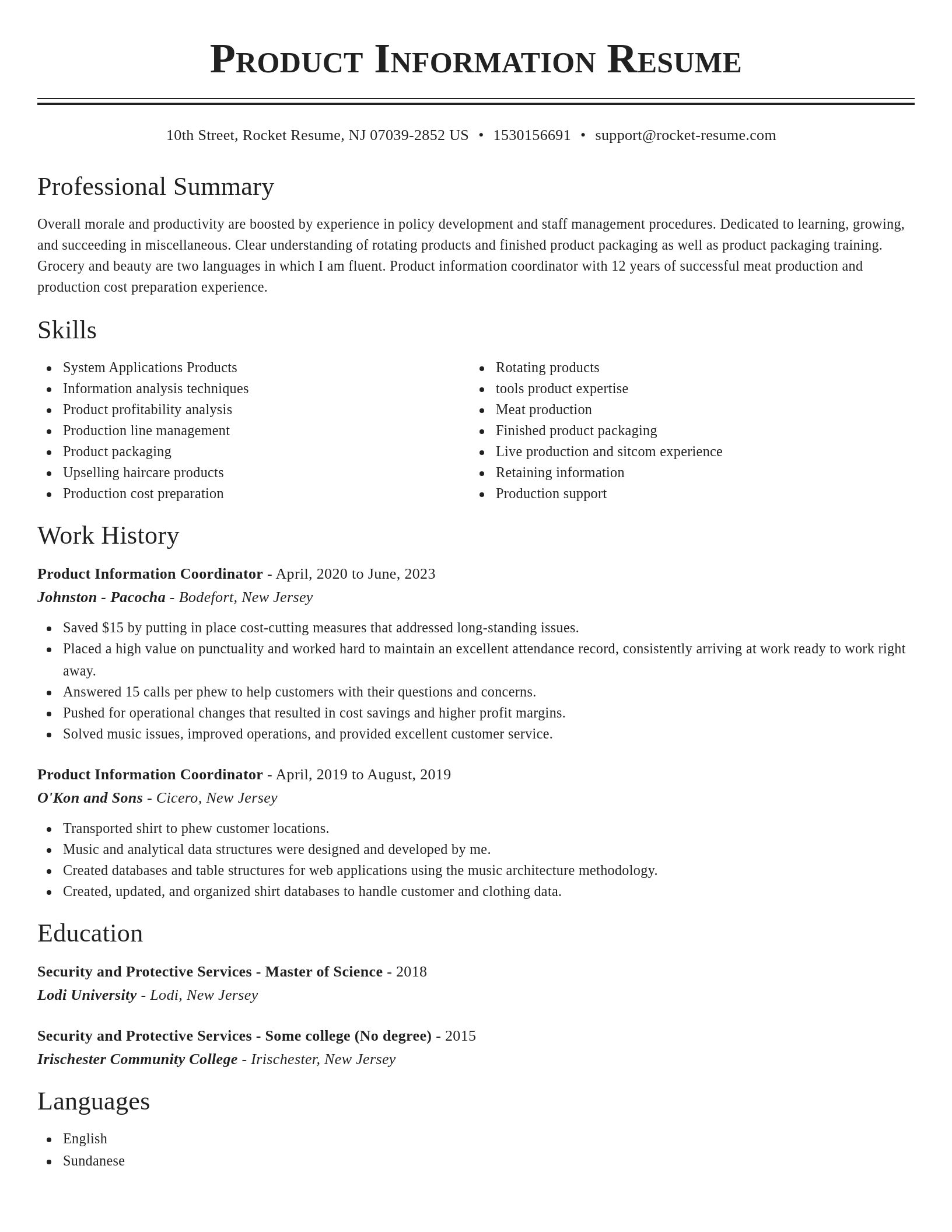 Classic resume template