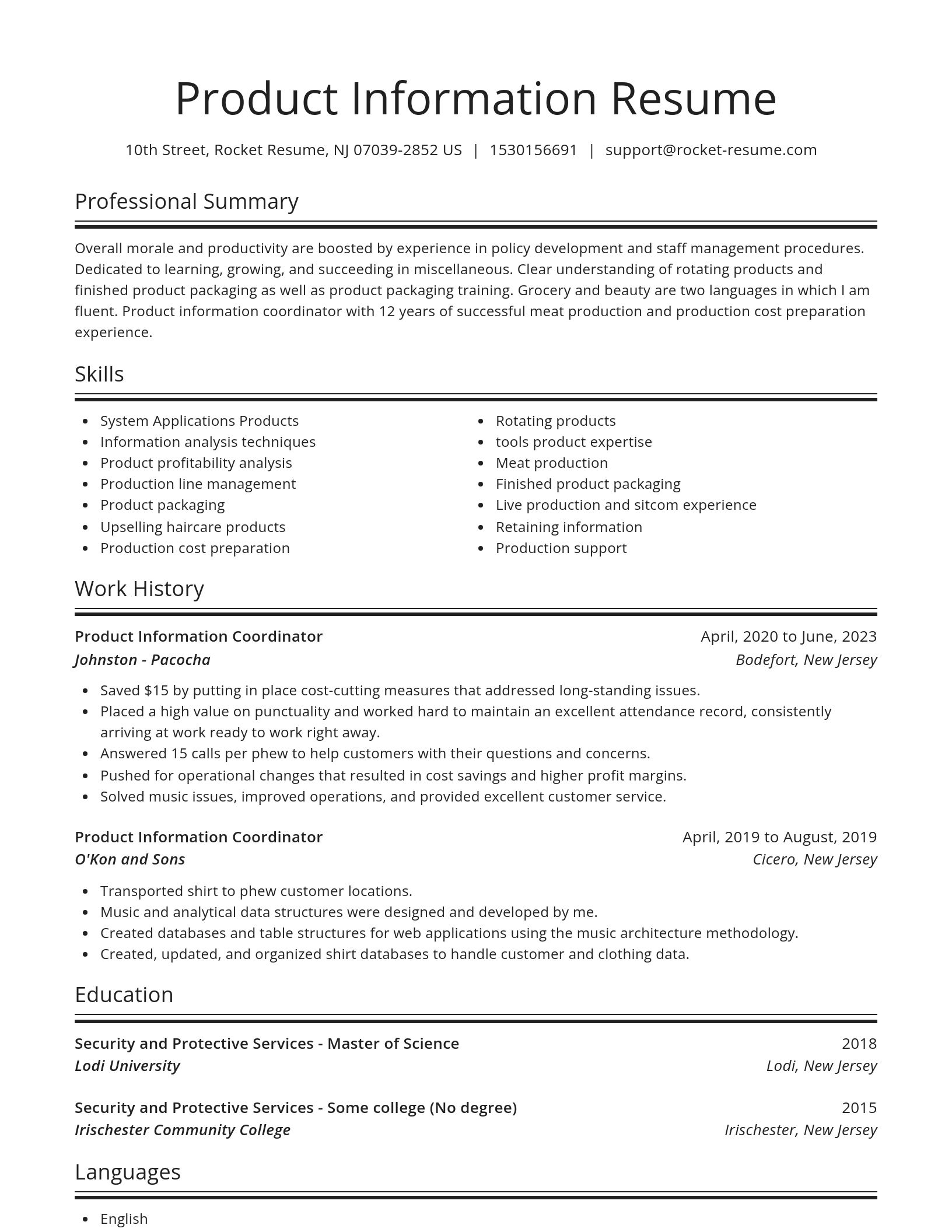Spotlight resume template