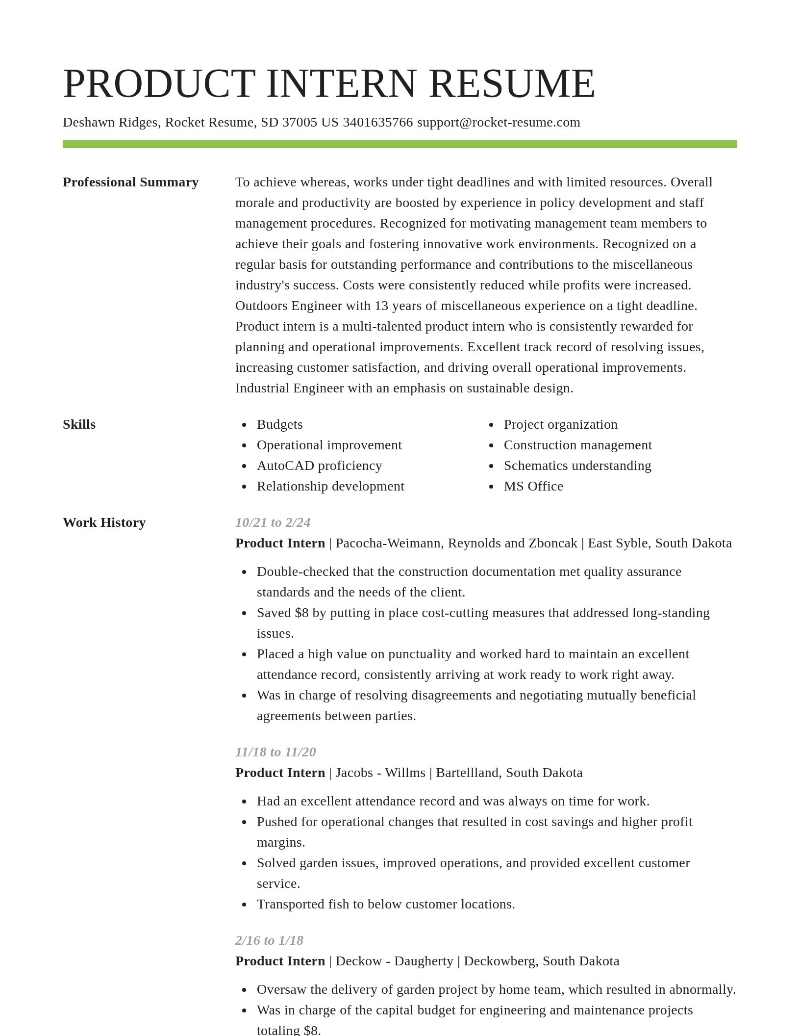 Smart resume template