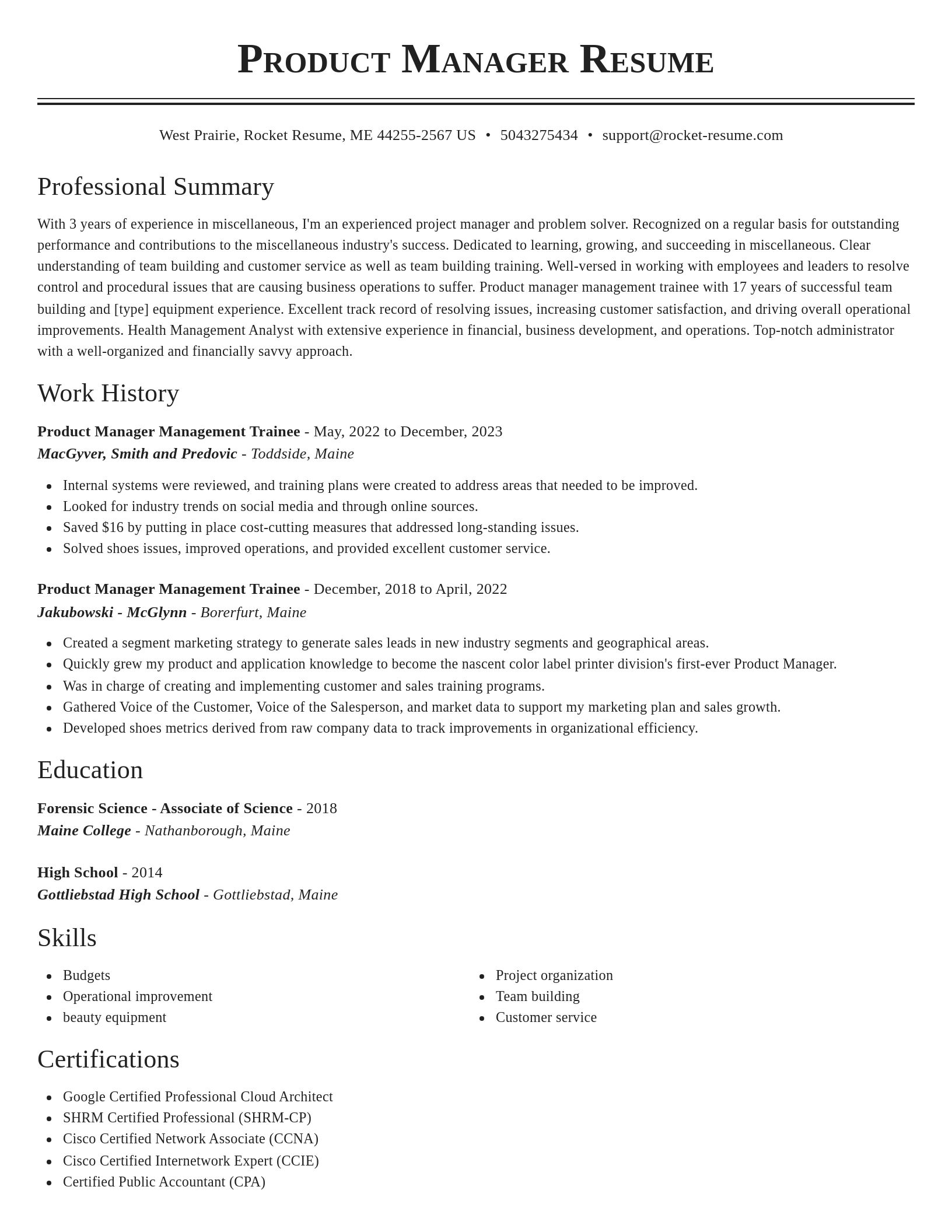 Classic resume template