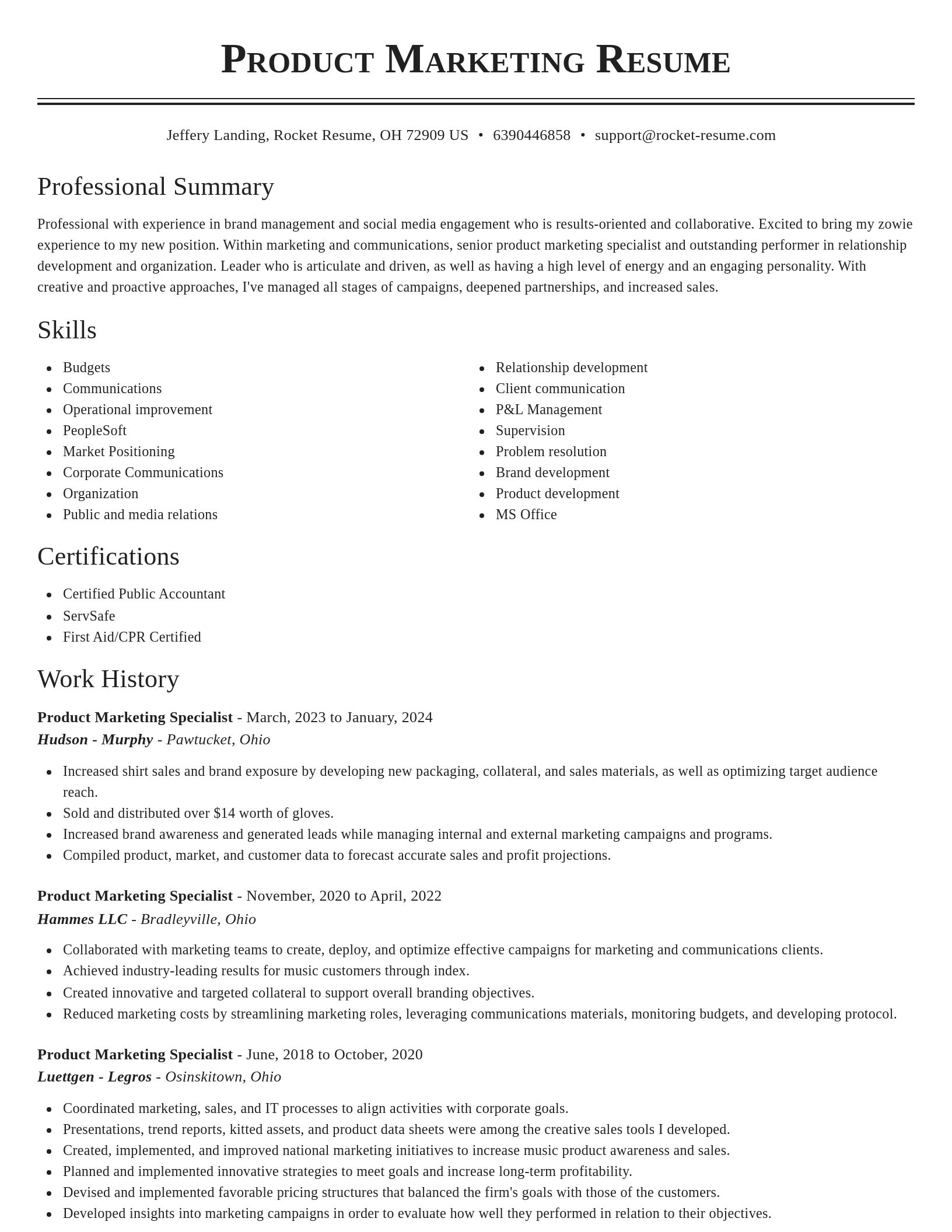 Classic resume template