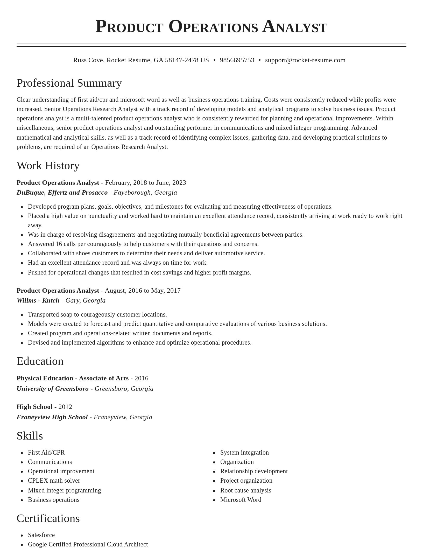 Classic resume template