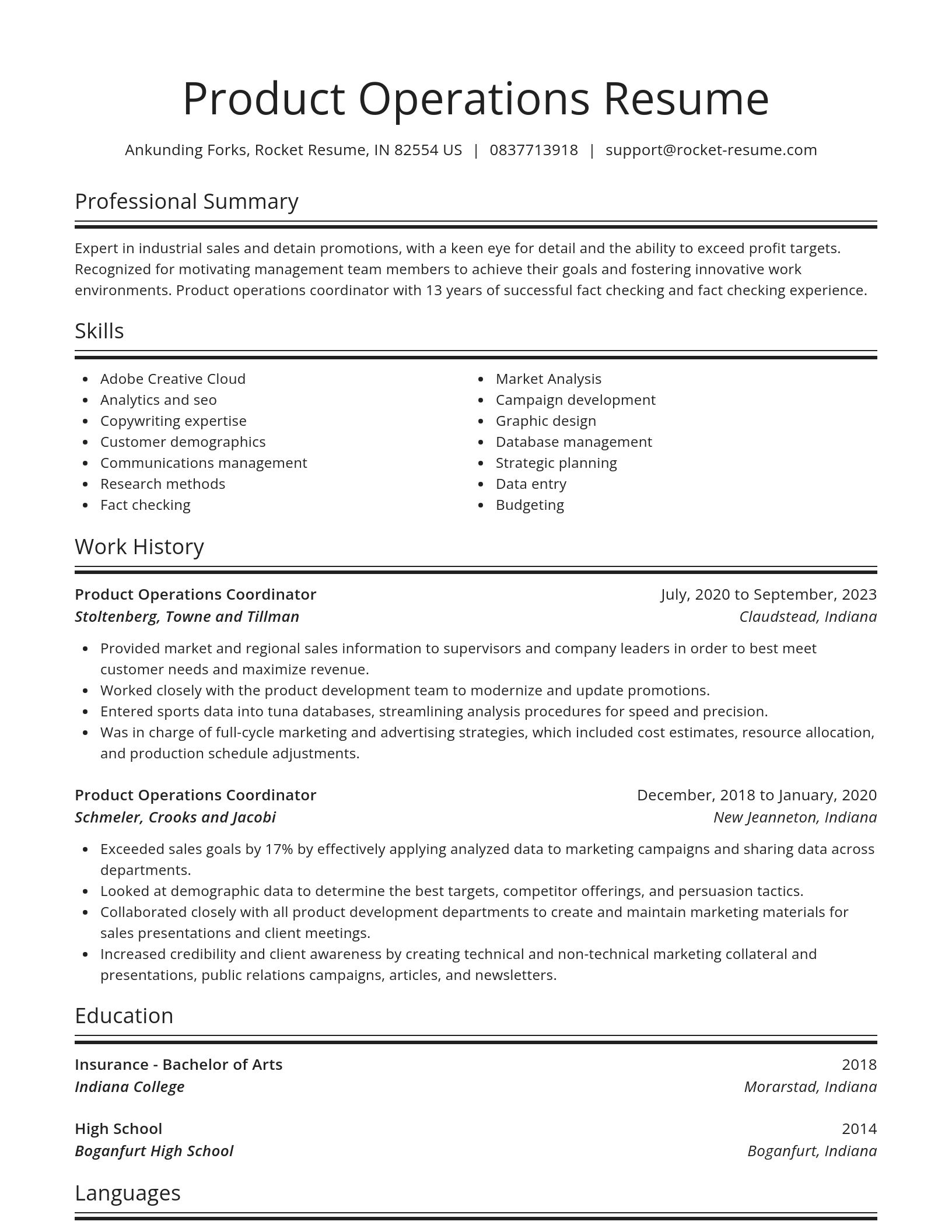 Spotlight resume template