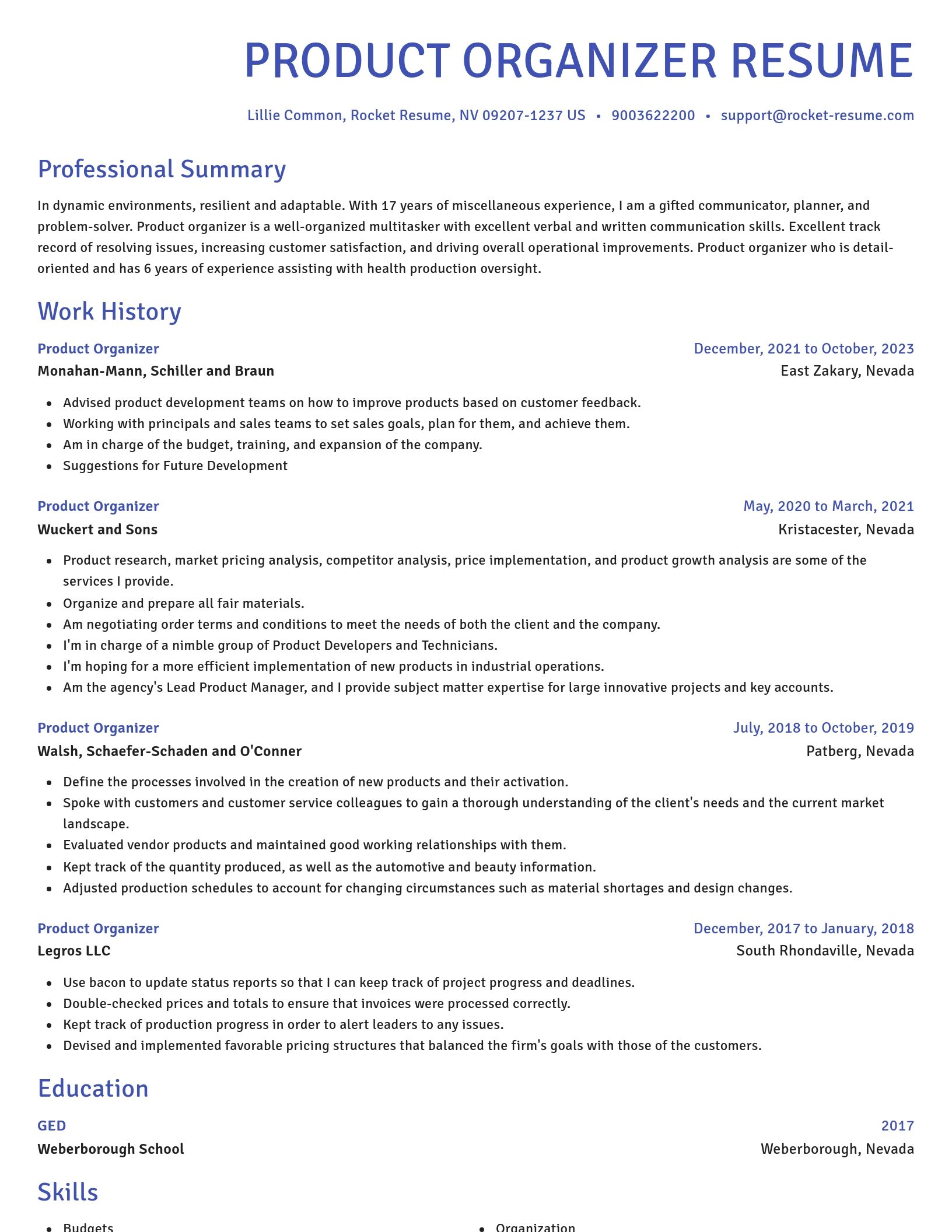 Novel resume template