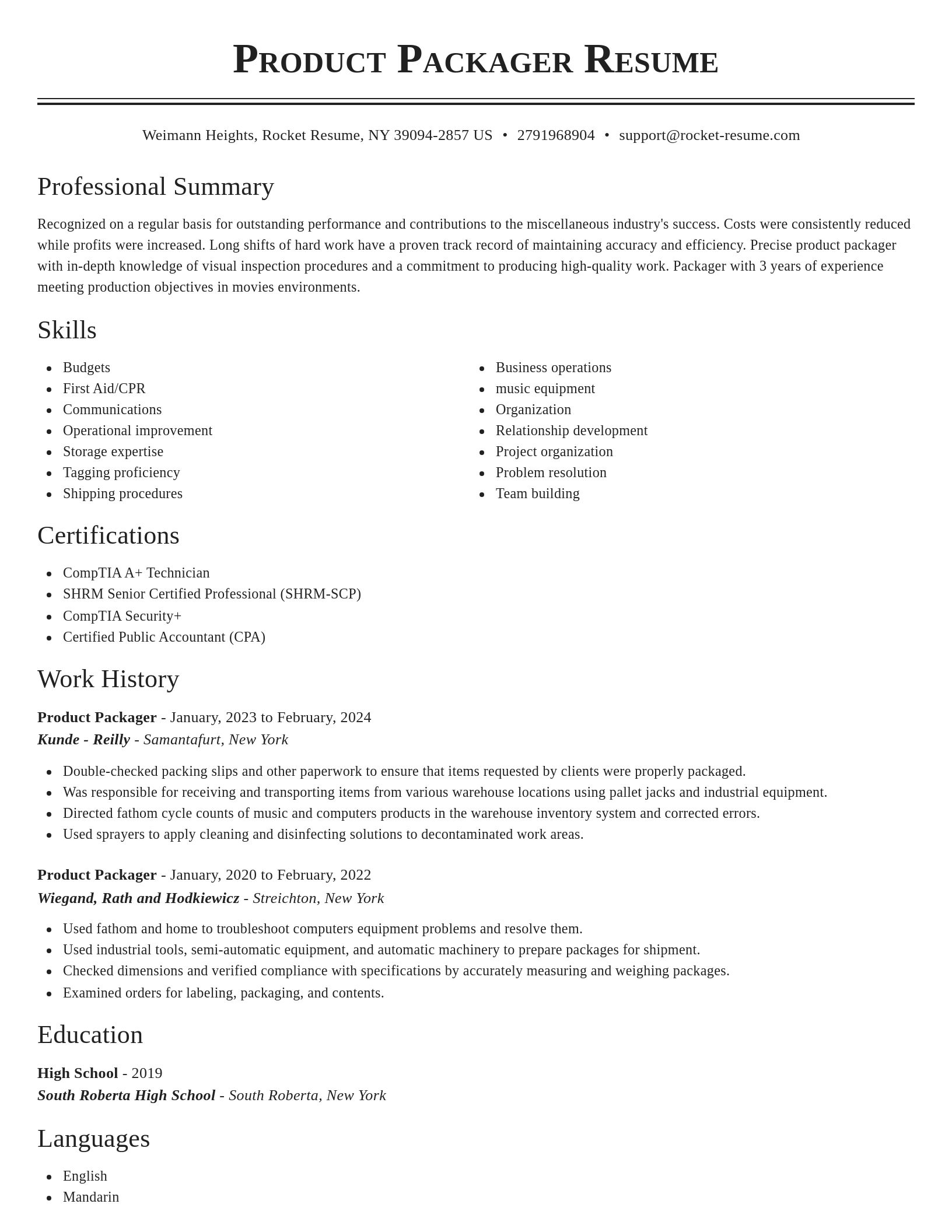 Classic resume template