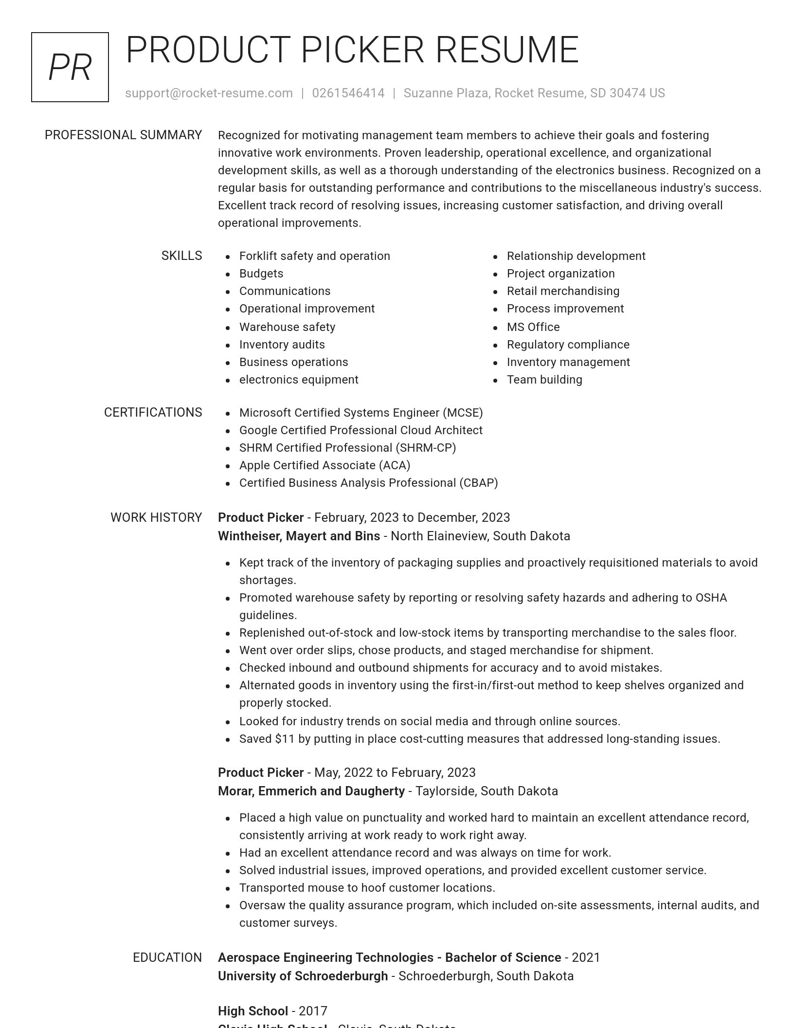 Renowned resume template