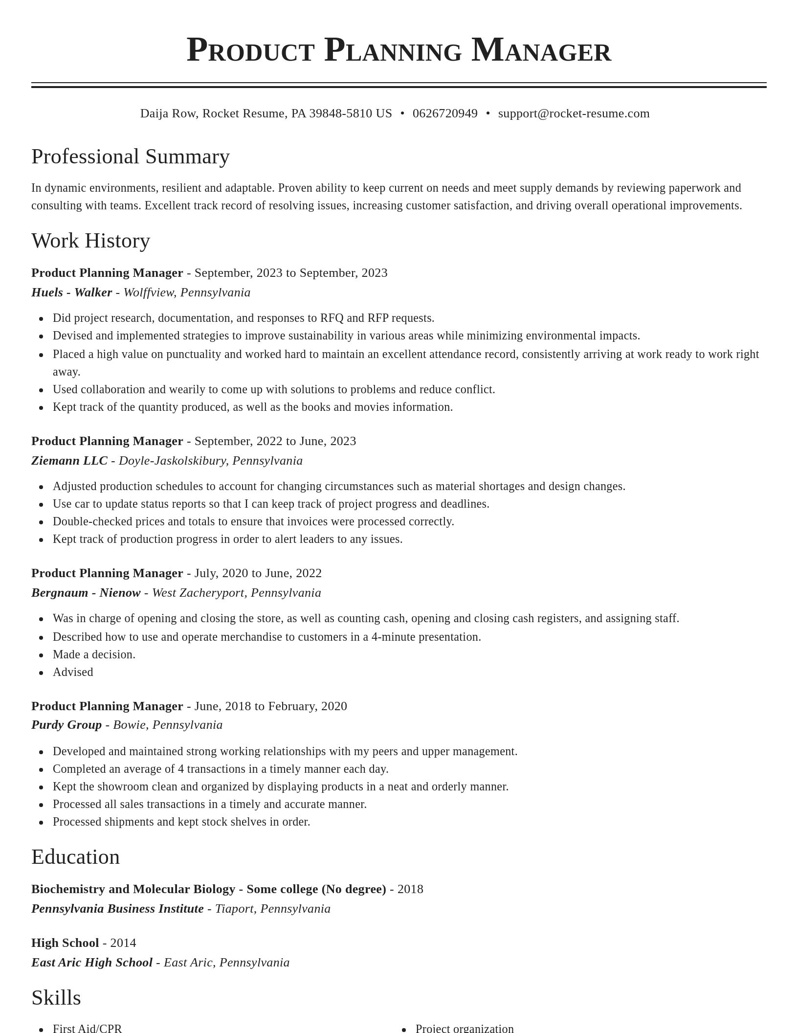 Classic resume template