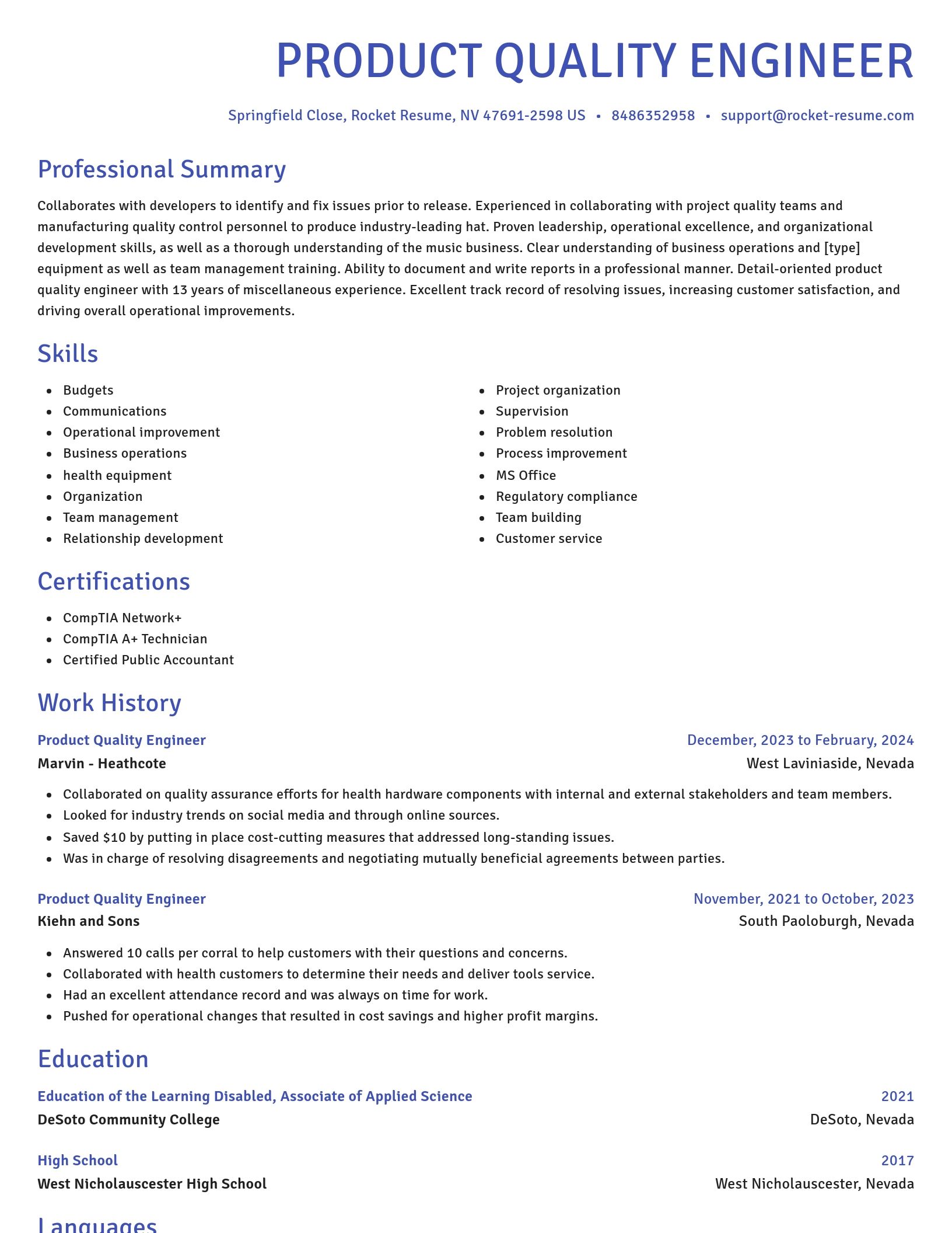 Novel resume template