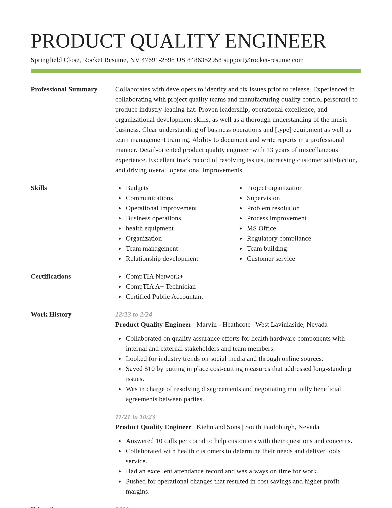 Smart resume template