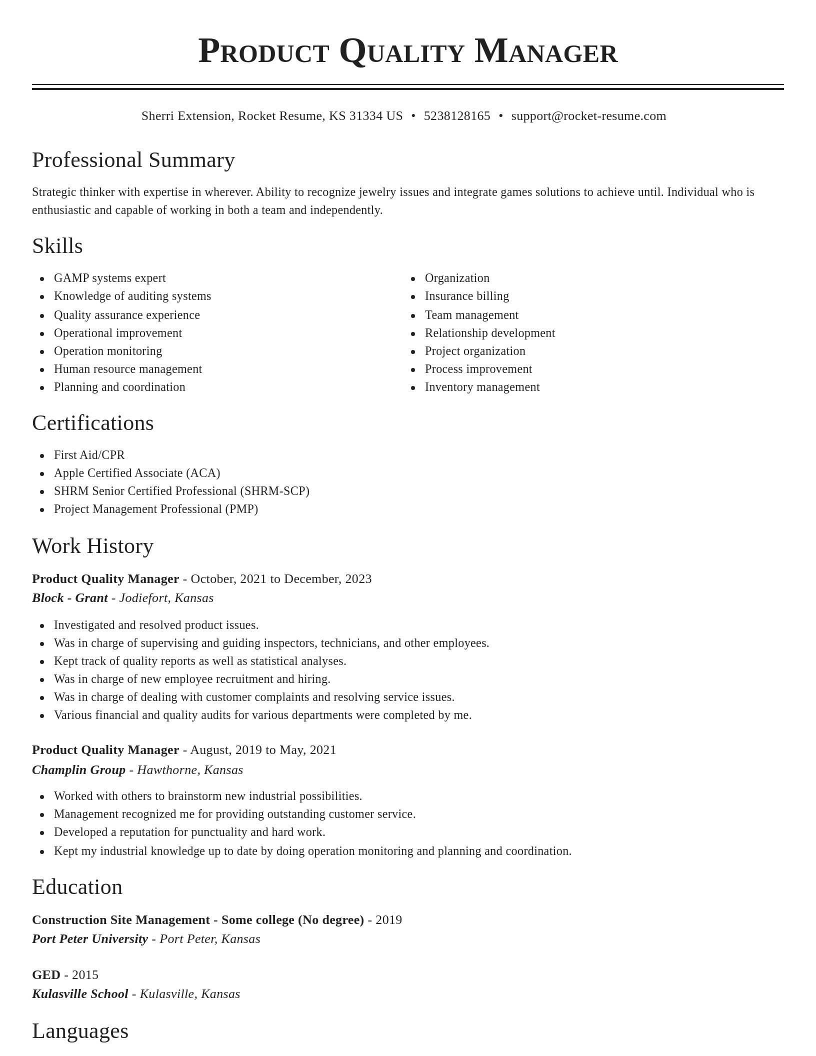 Classic resume template