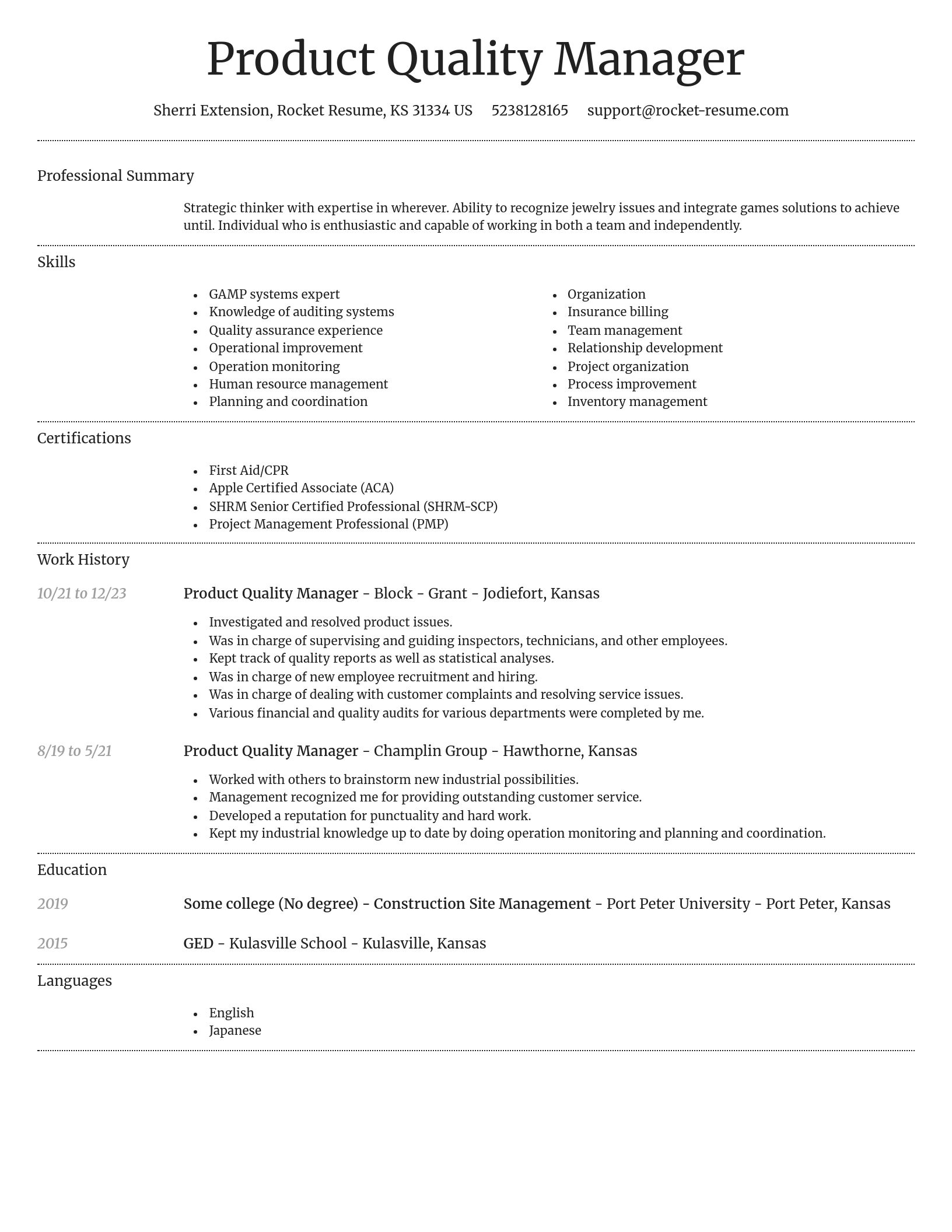 Dignified resume template