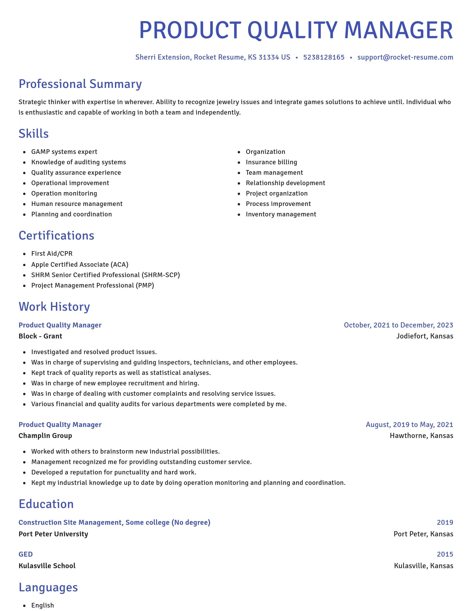 Novel resume template