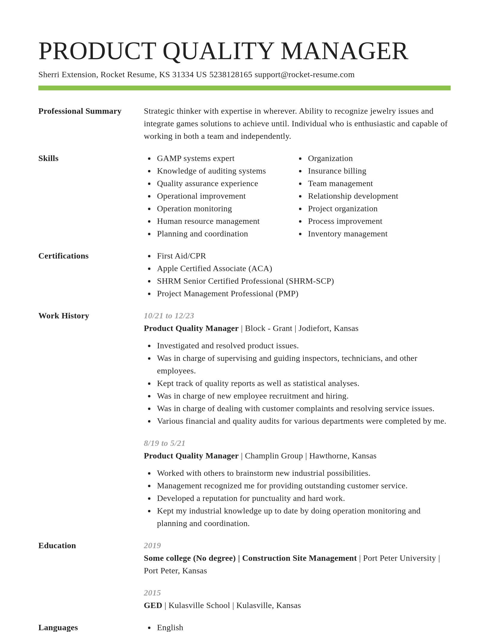 Smart resume template