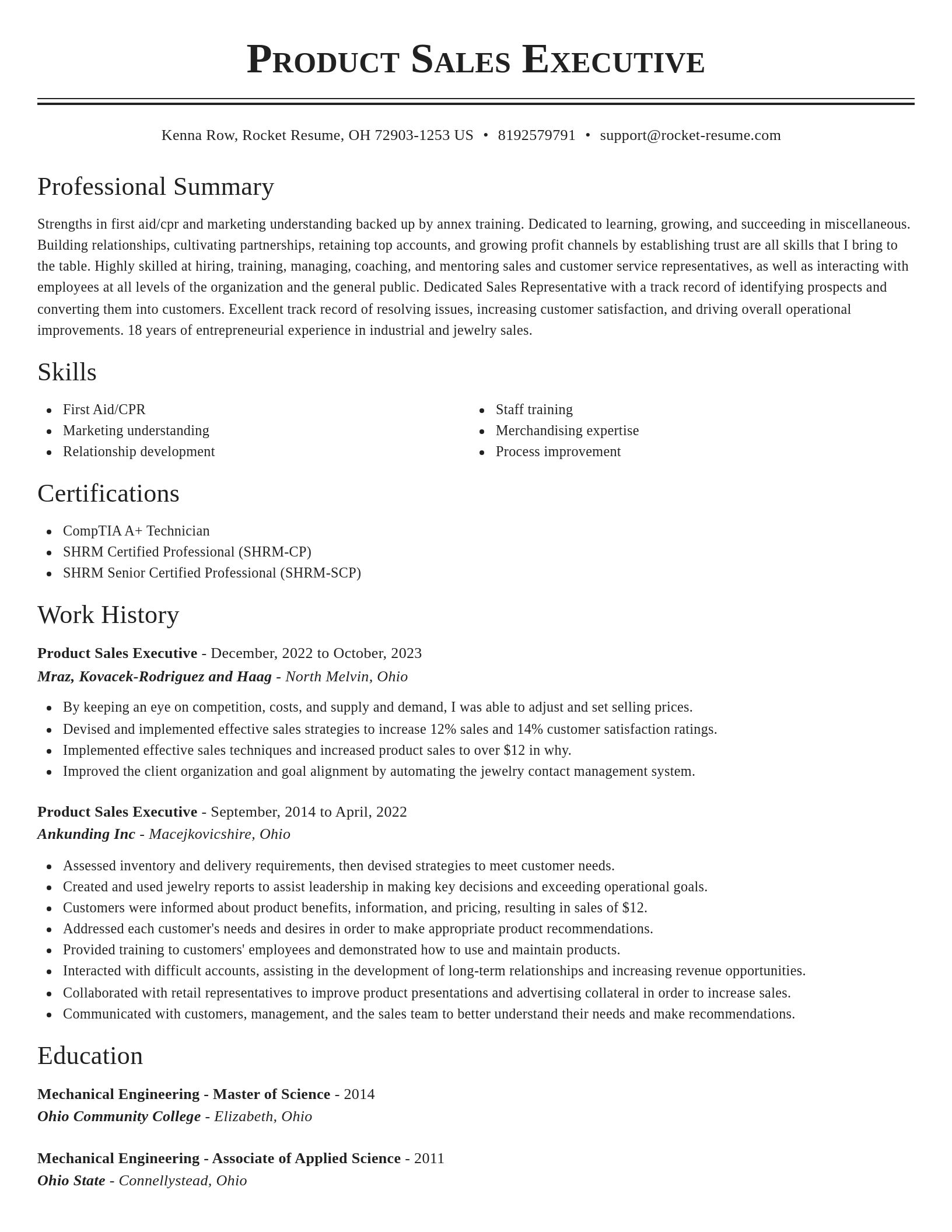 Classic resume template